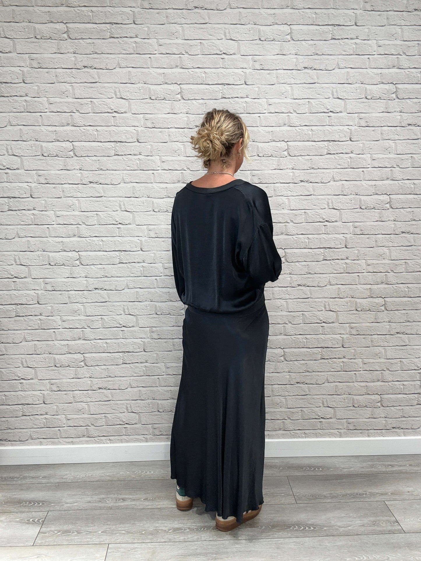 Orla Satin Slip Skirt | Charcoal
