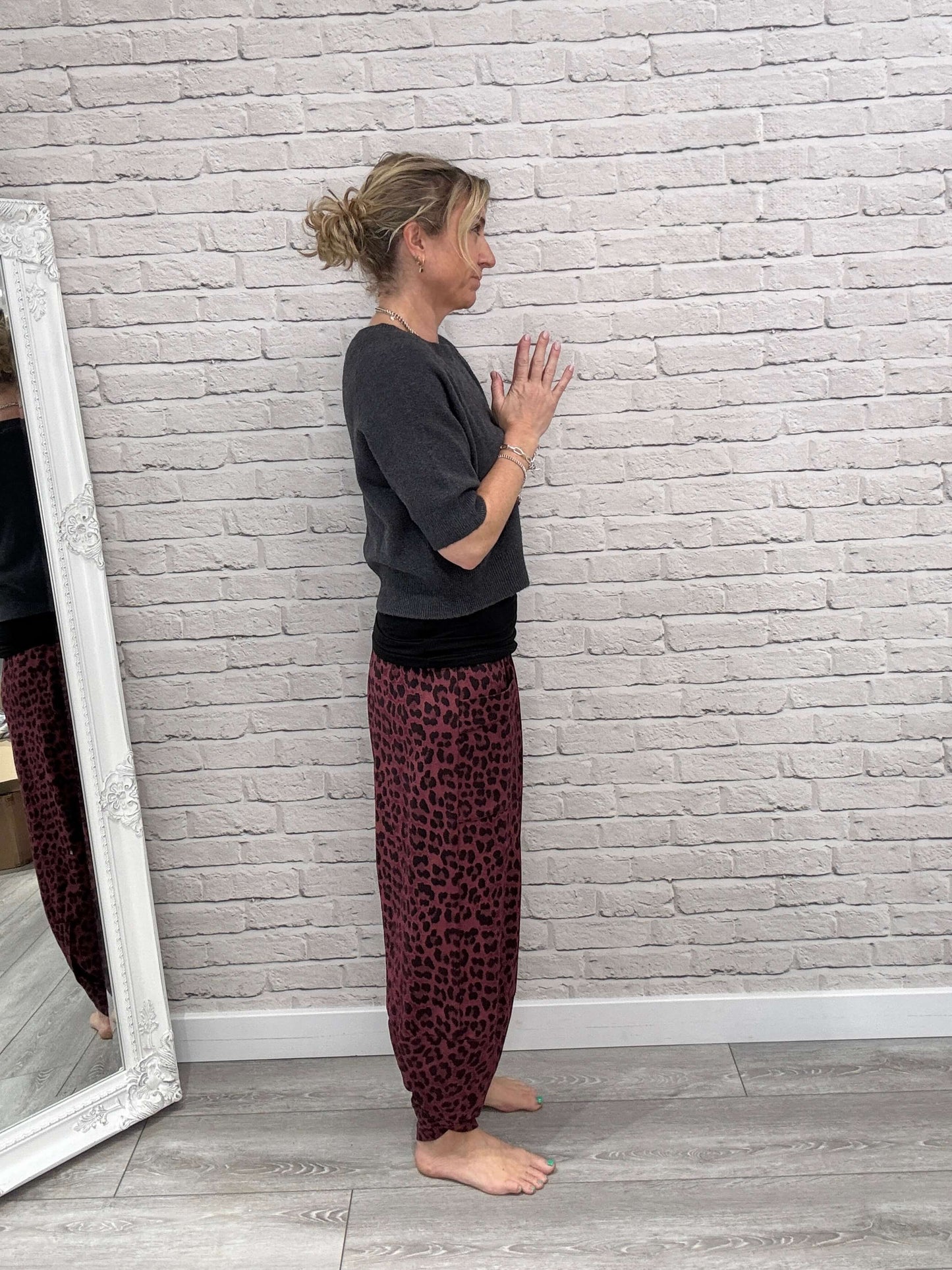 Barrel Slouch Pants | Merlot Leopard (NEW)