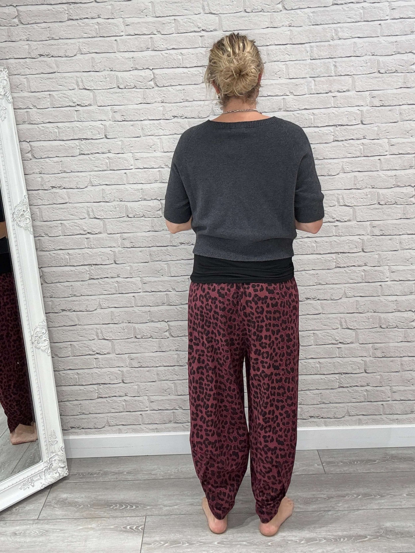 Barrel Slouch Pants | Merlot Leopard (NEW)