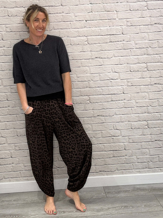 Barrel Slouch Pants | Chocolate Leopard (NEW)