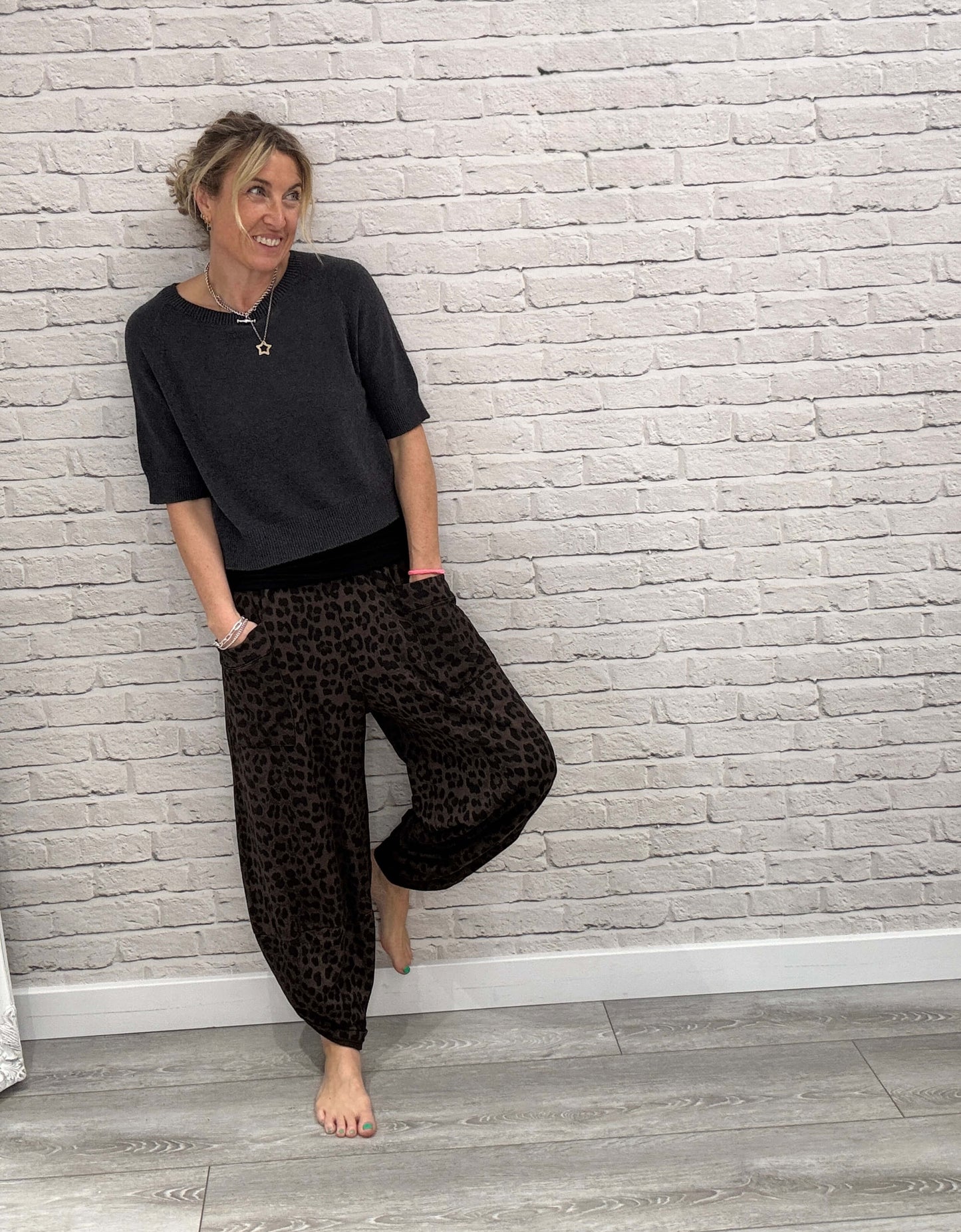 Barrel Slouch Pants | Chocolate Leopard (NEW)