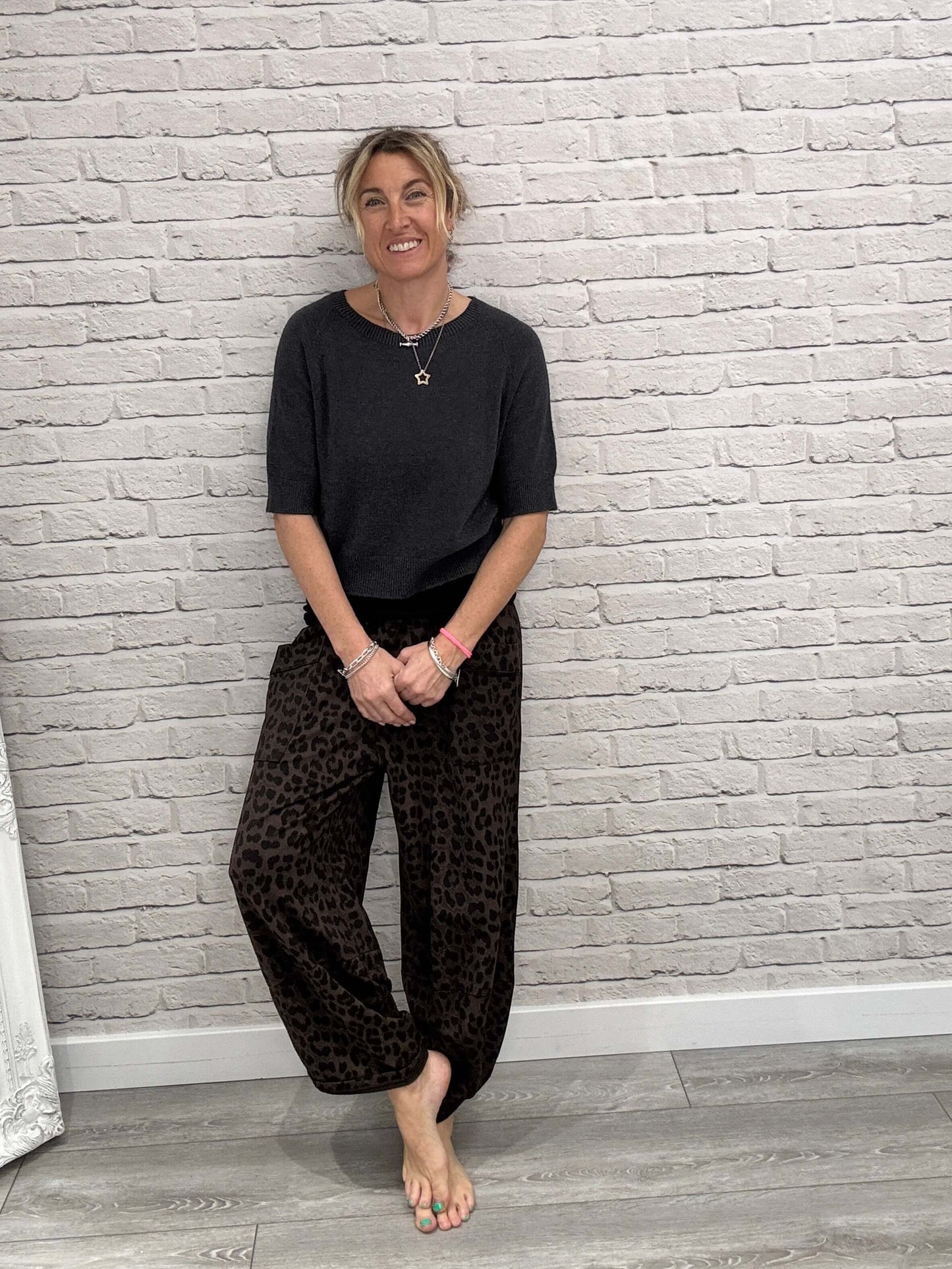 Barrel Slouch Pants | Chocolate Leopard (NEW)