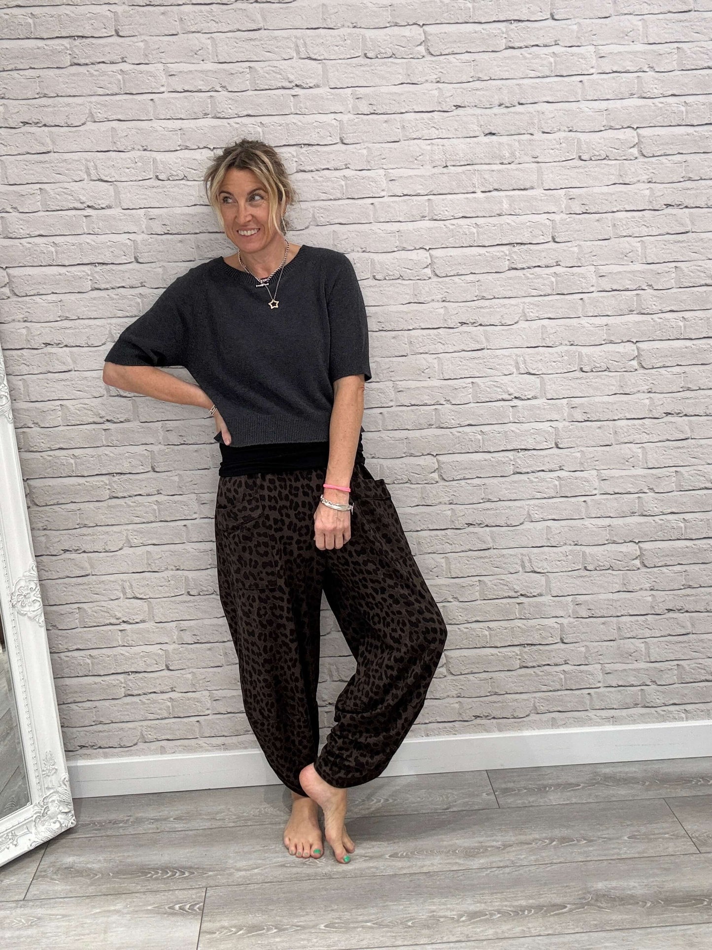 Barrel Slouch Pants | Chocolate Leopard (NEW)
