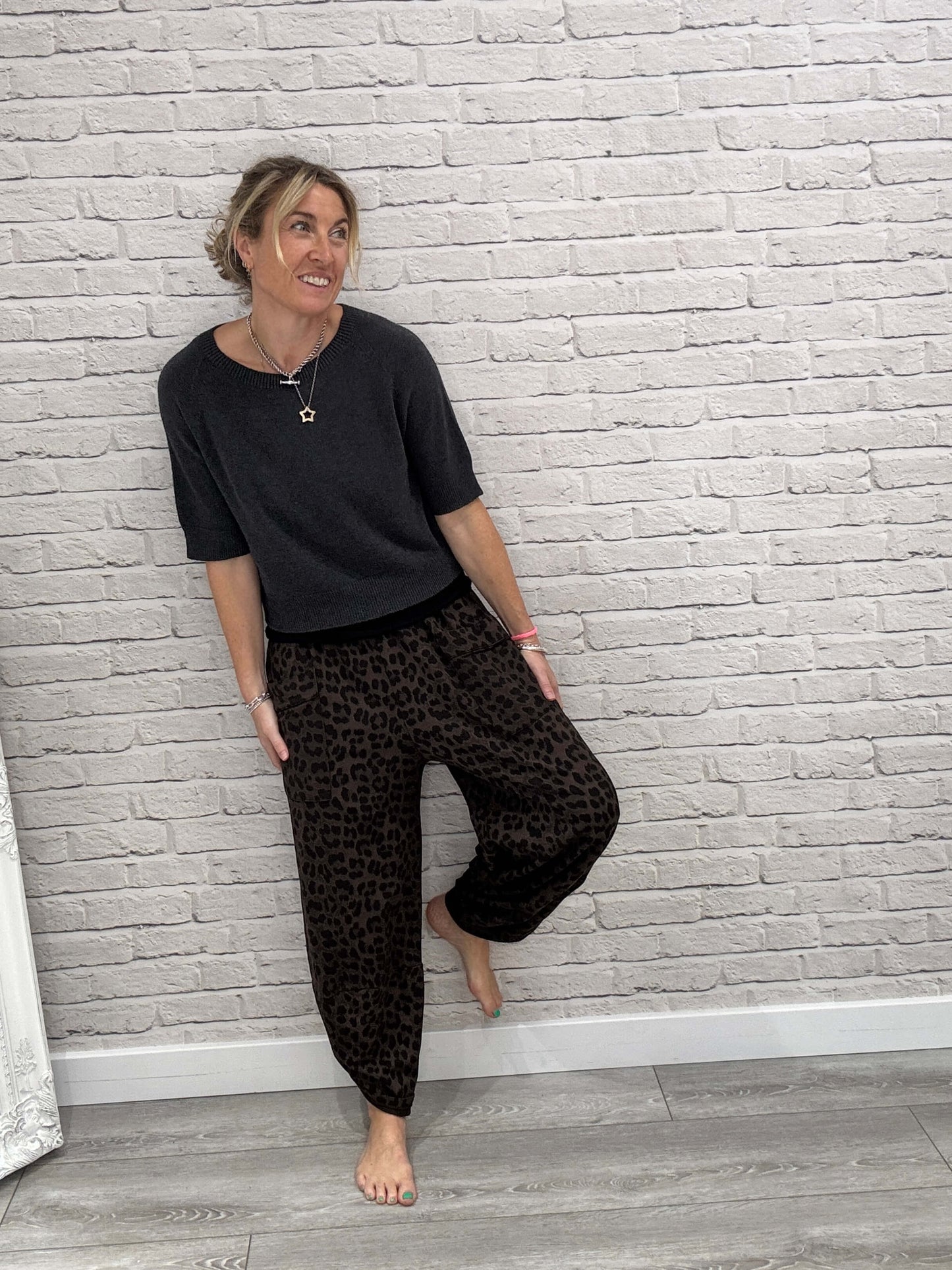 Barrel Slouch Pants | Chocolate Leopard (NEW)