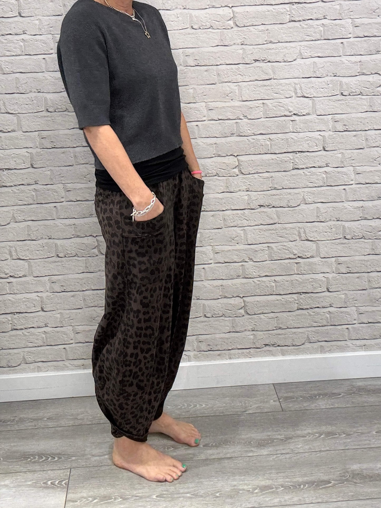 Barrel Slouch Pants | Chocolate Leopard (NEW)