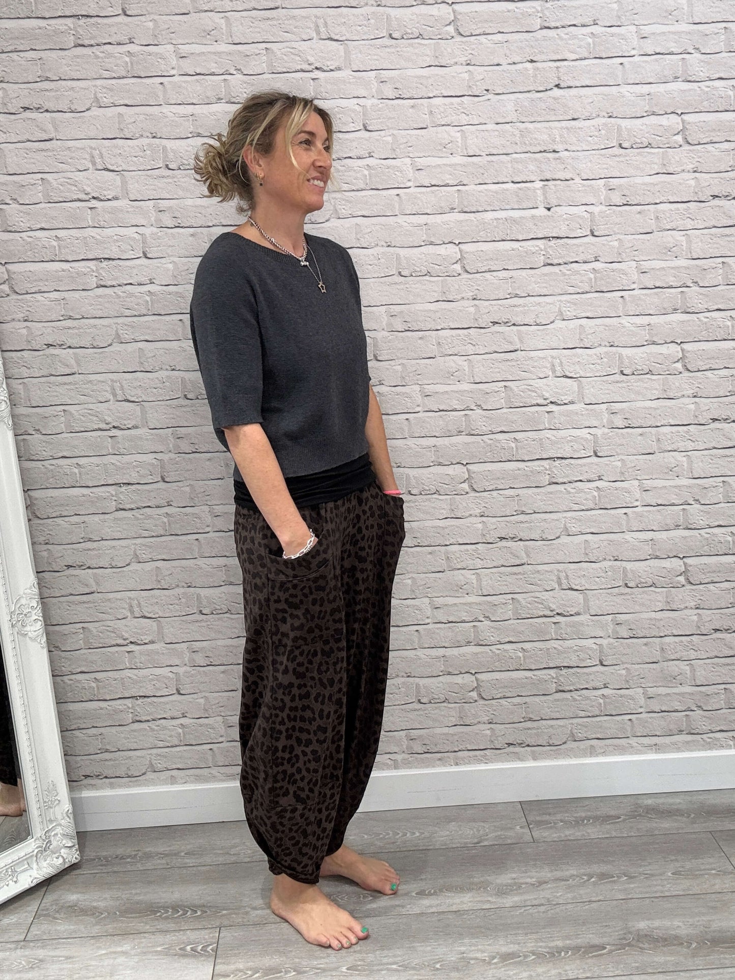 Barrel Slouch Pants | Chocolate Leopard (NEW)