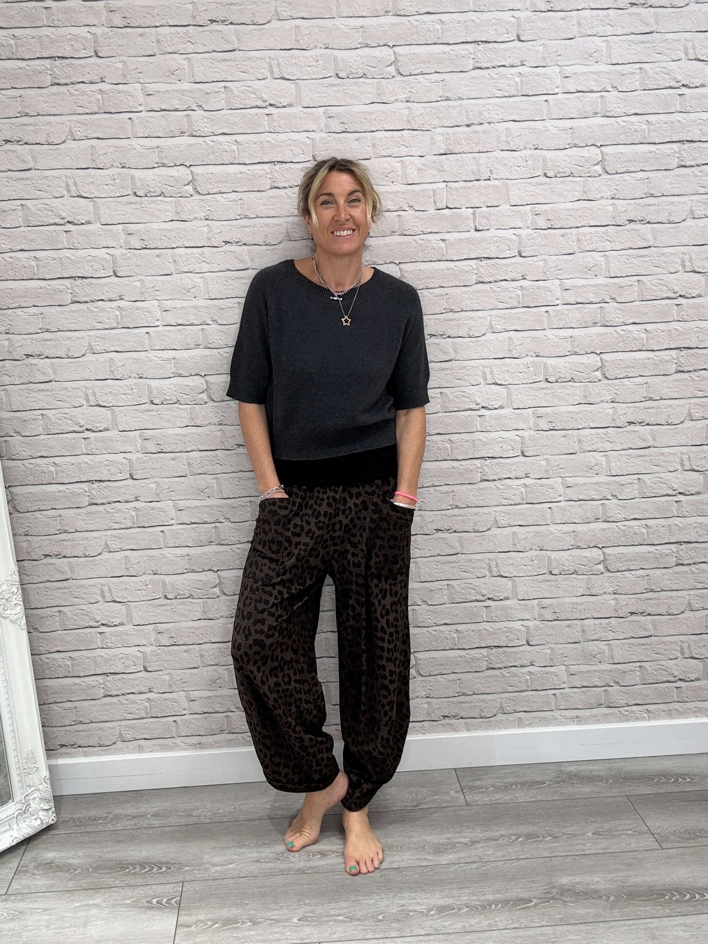 Barrel Slouch Pants | Chocolate Leopard (NEW)
