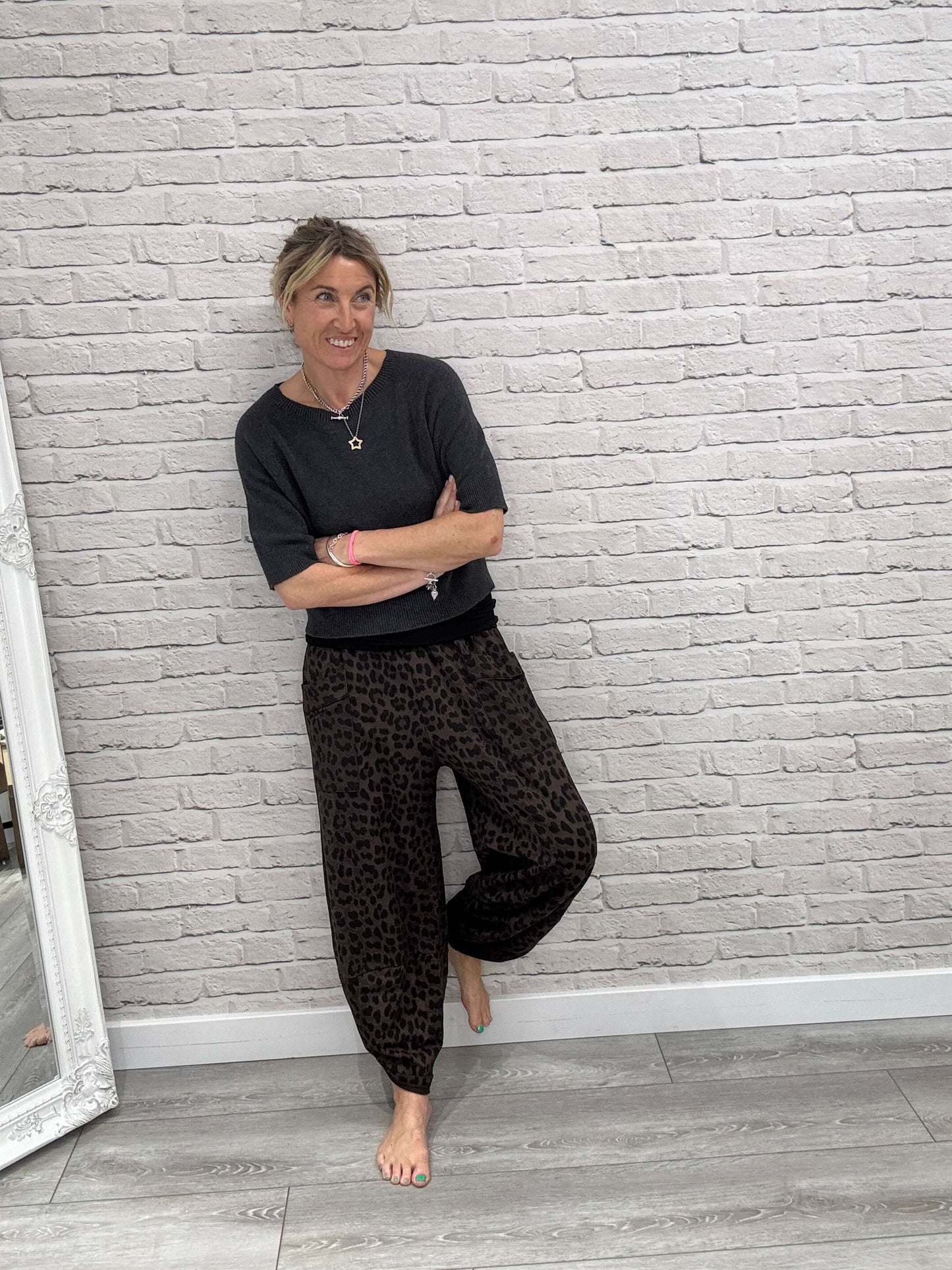Barrel Slouch Pants | Chocolate Leopard (NEW)
