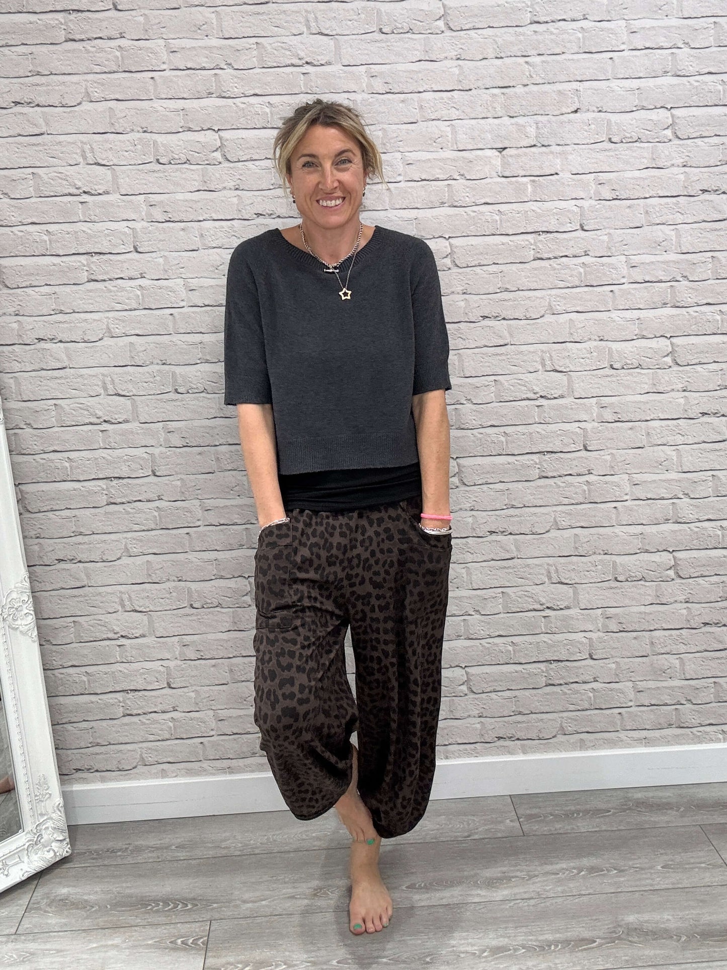 Barrel Slouch Pants | Chocolate Leopard (NEW)
