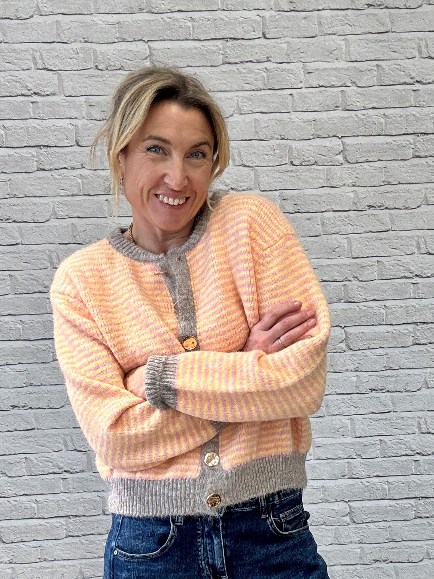 Bubblegum Cardigan | Pink & Yellow