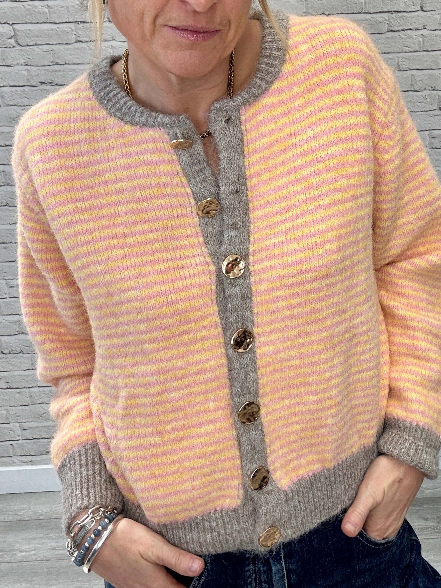 Bubblegum Cardigan | Pink & Yellow