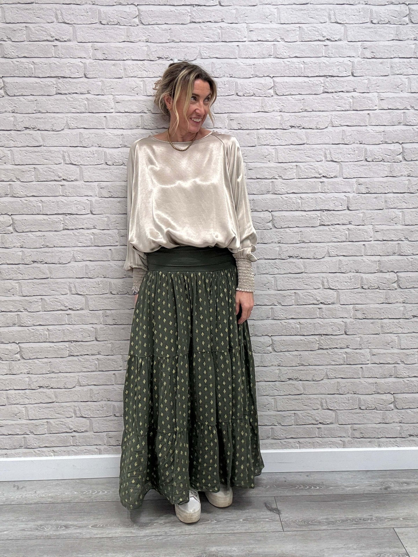 Sophia Satin Top | Pale Gold