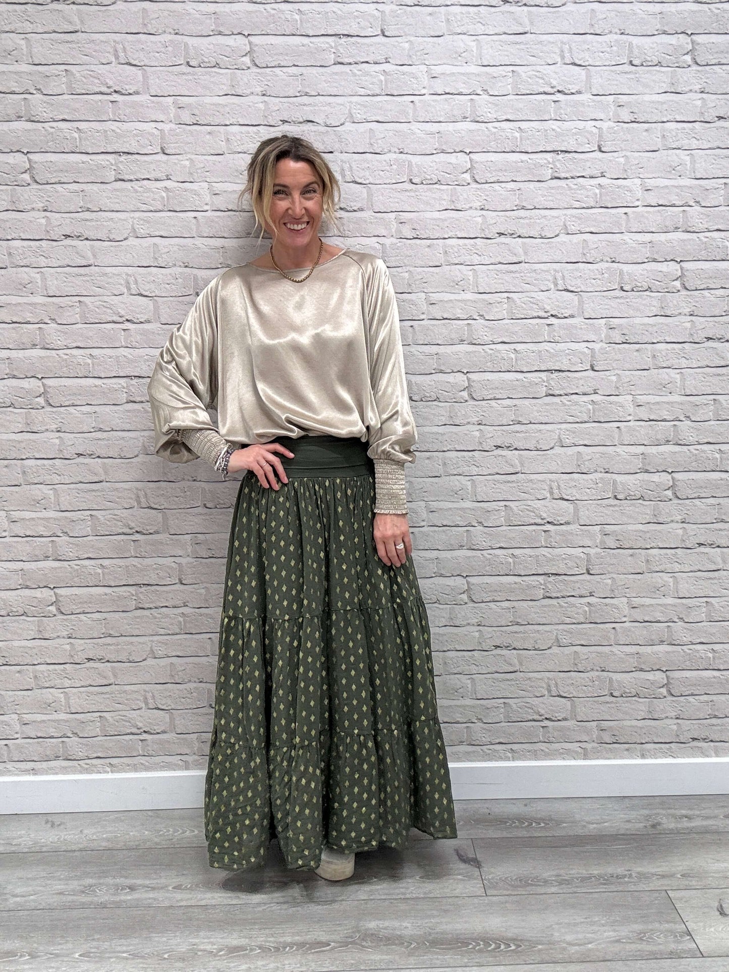 Sophia Satin Top | Pale Gold