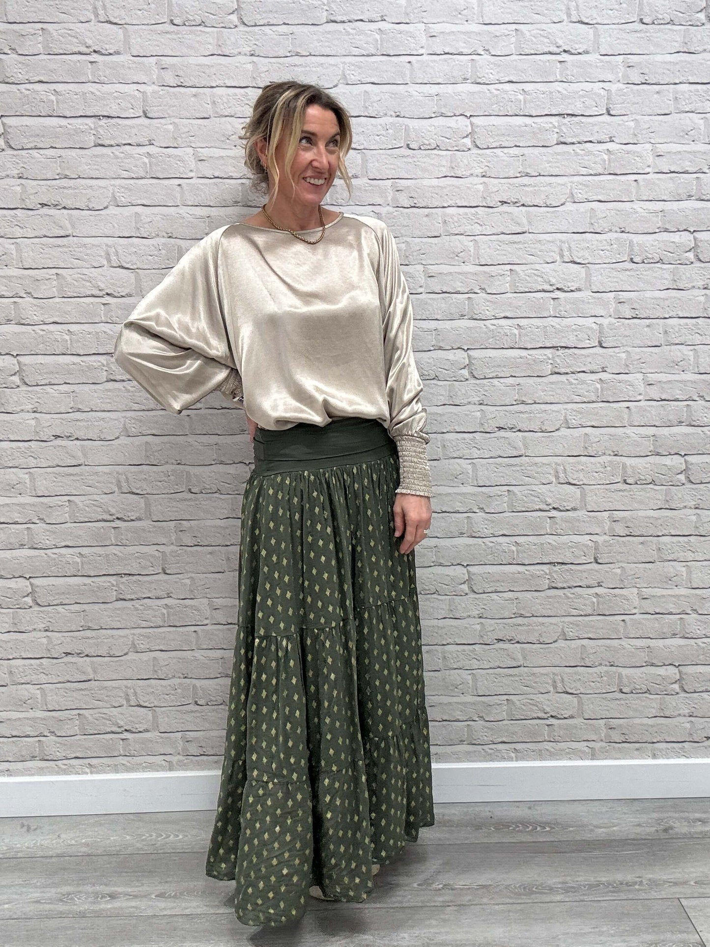 Sophia Satin Top | Pale Gold