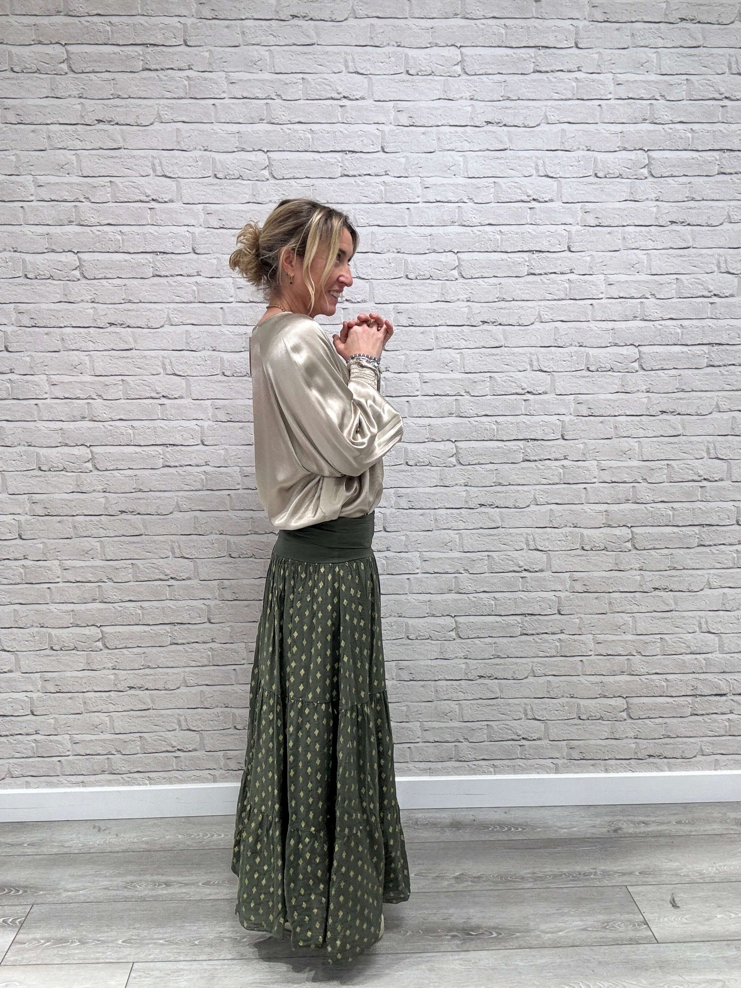 Sophia Satin Top | Pale Gold