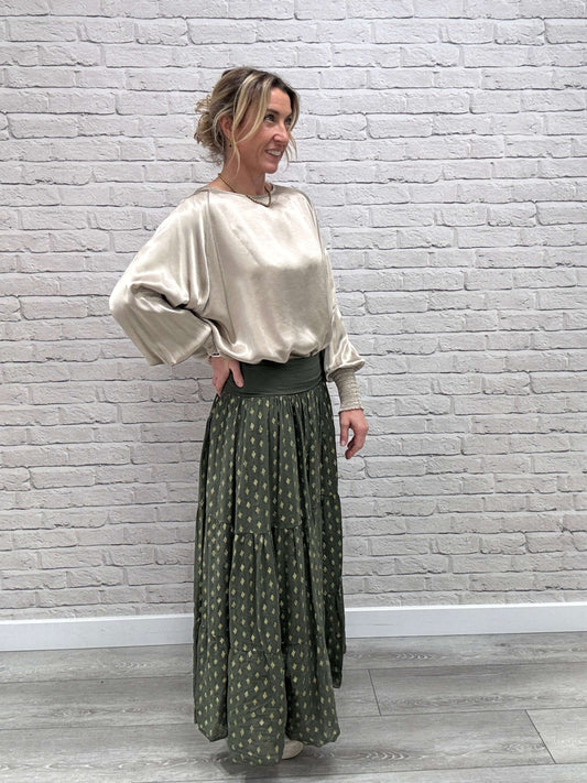 Sophia Satin Top | Pale Gold