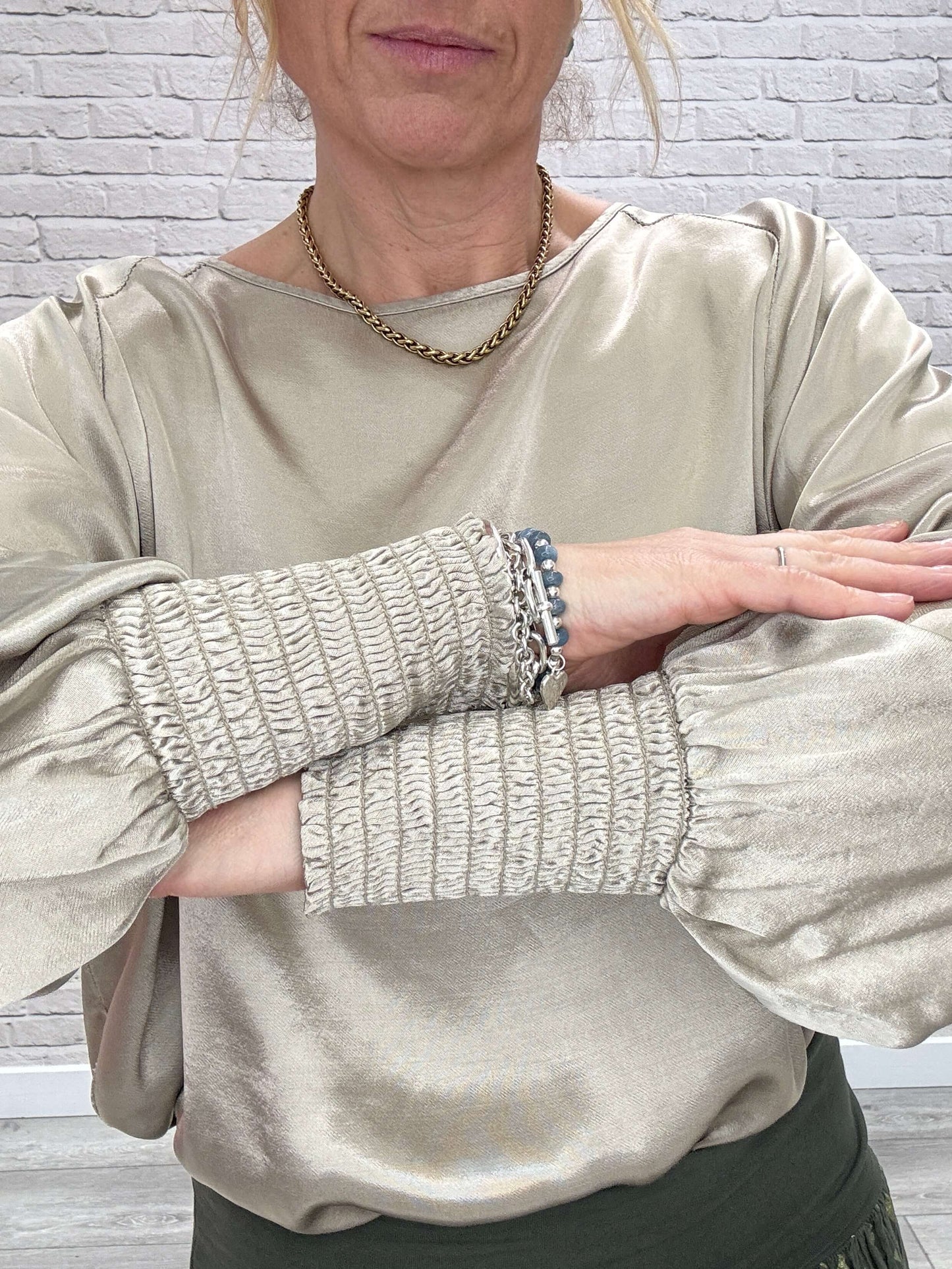 Sophia Satin Top | Pale Gold