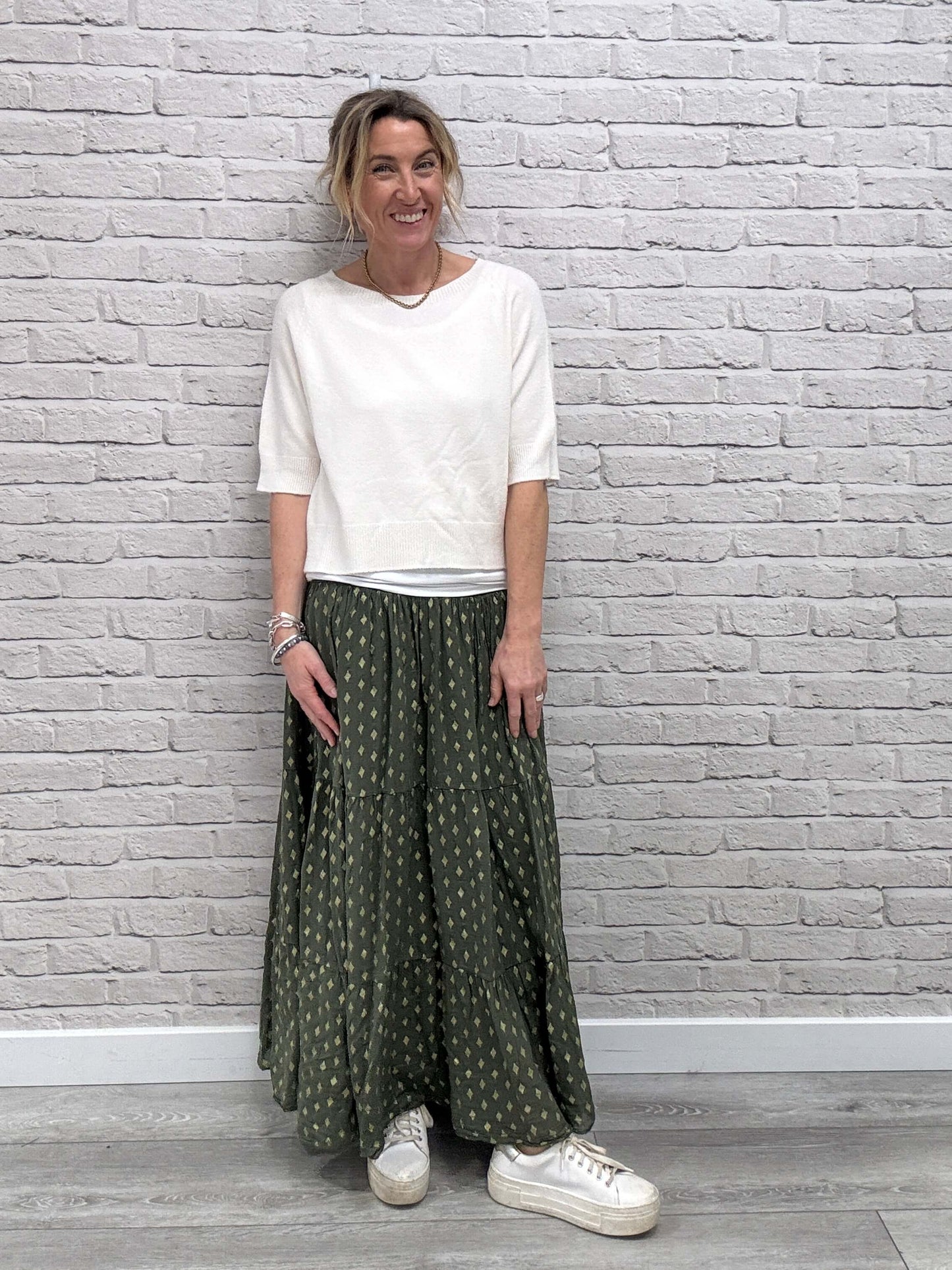 Khaki & Gold Maxi Skirt (NEW)