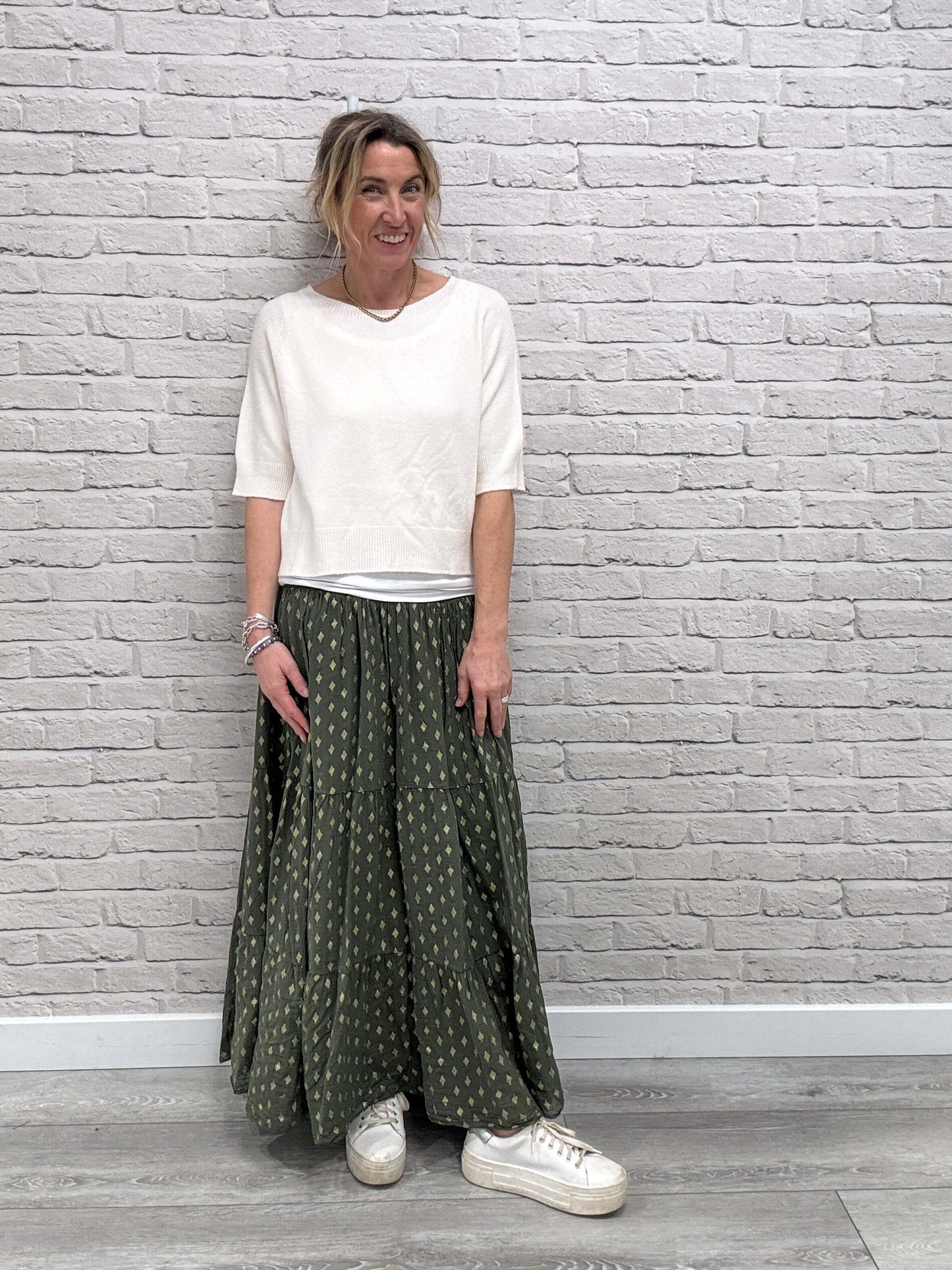 Khaki & Gold Maxi Skirt (NEW)