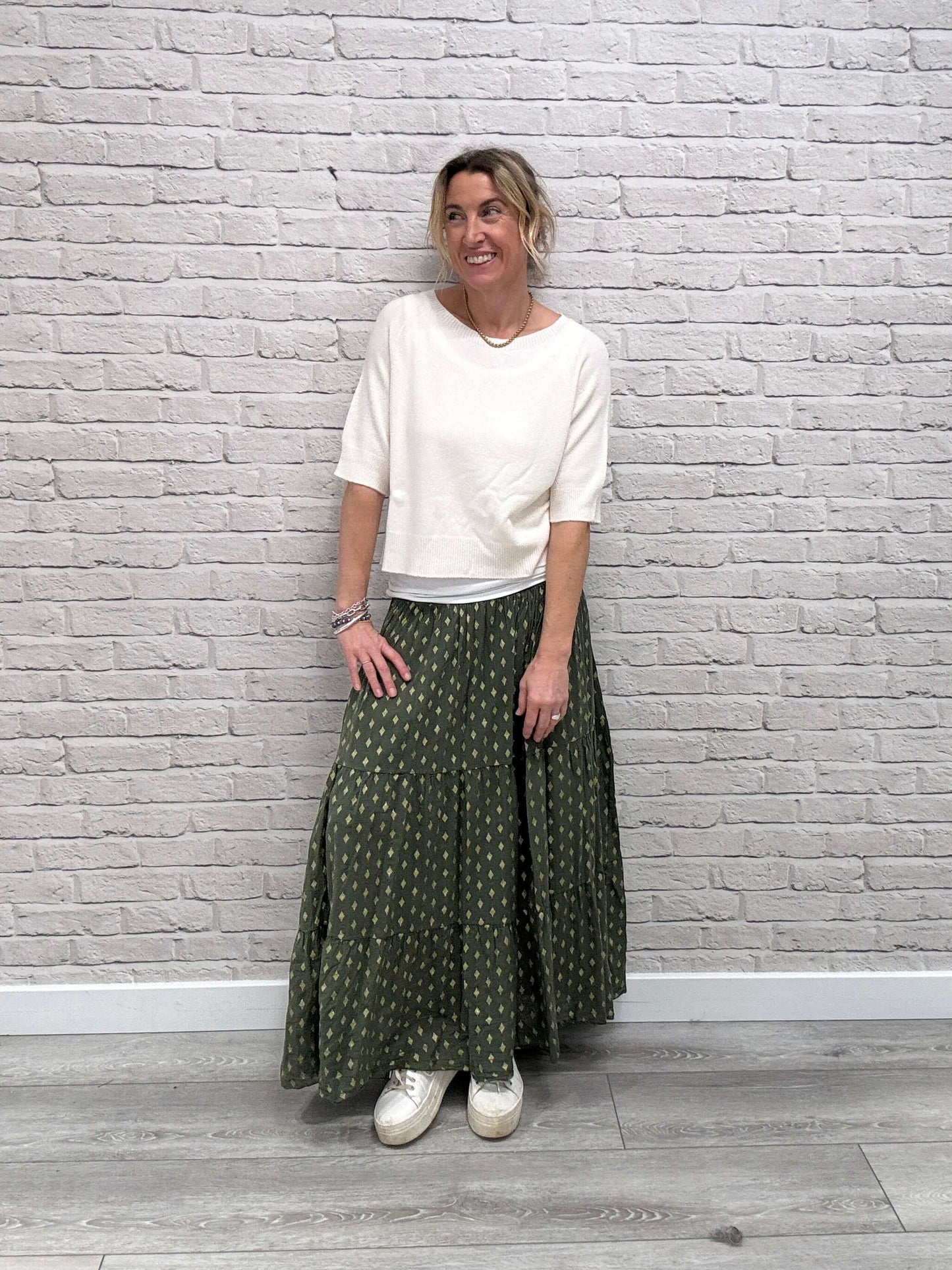 Khaki & Gold Maxi Skirt (NEW)