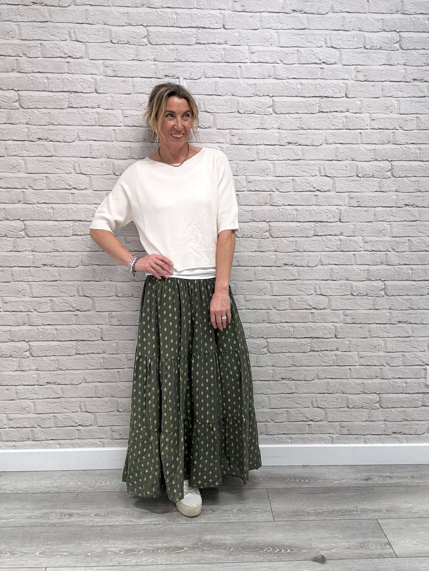 Khaki & Gold Maxi Skirt (NEW)