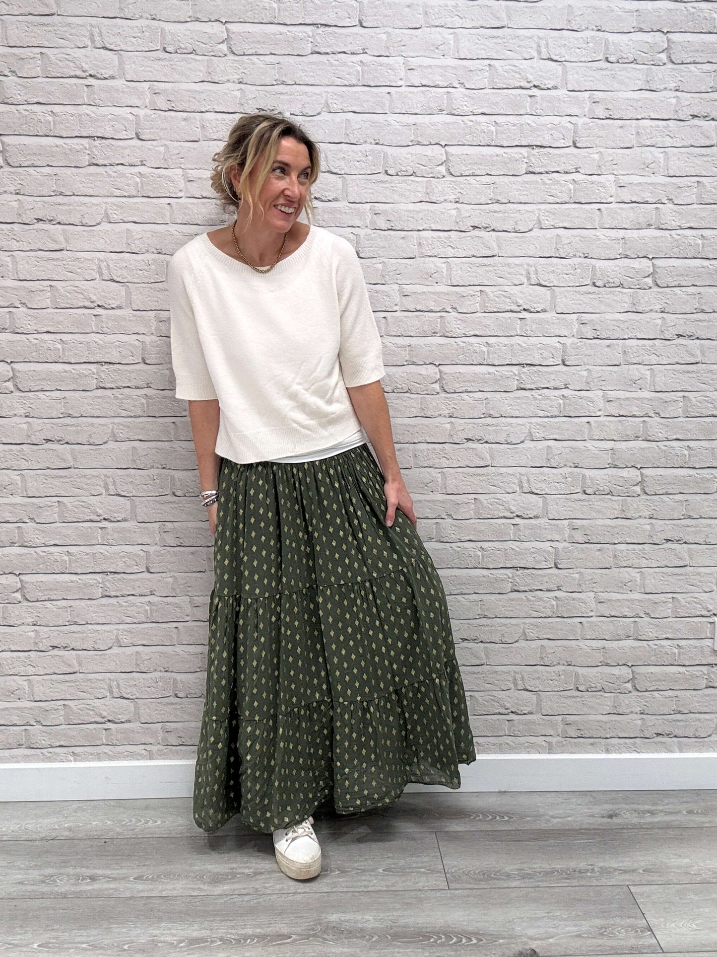 Khaki & Gold Maxi Skirt (NEW)
