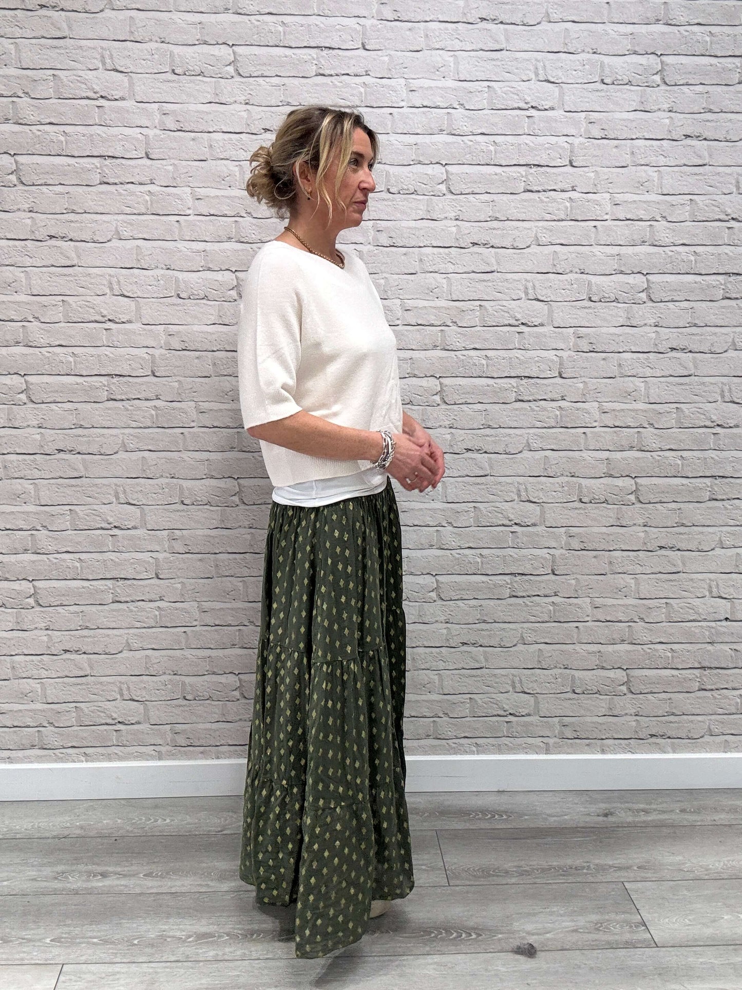 Khaki & Gold Maxi Skirt (NEW)