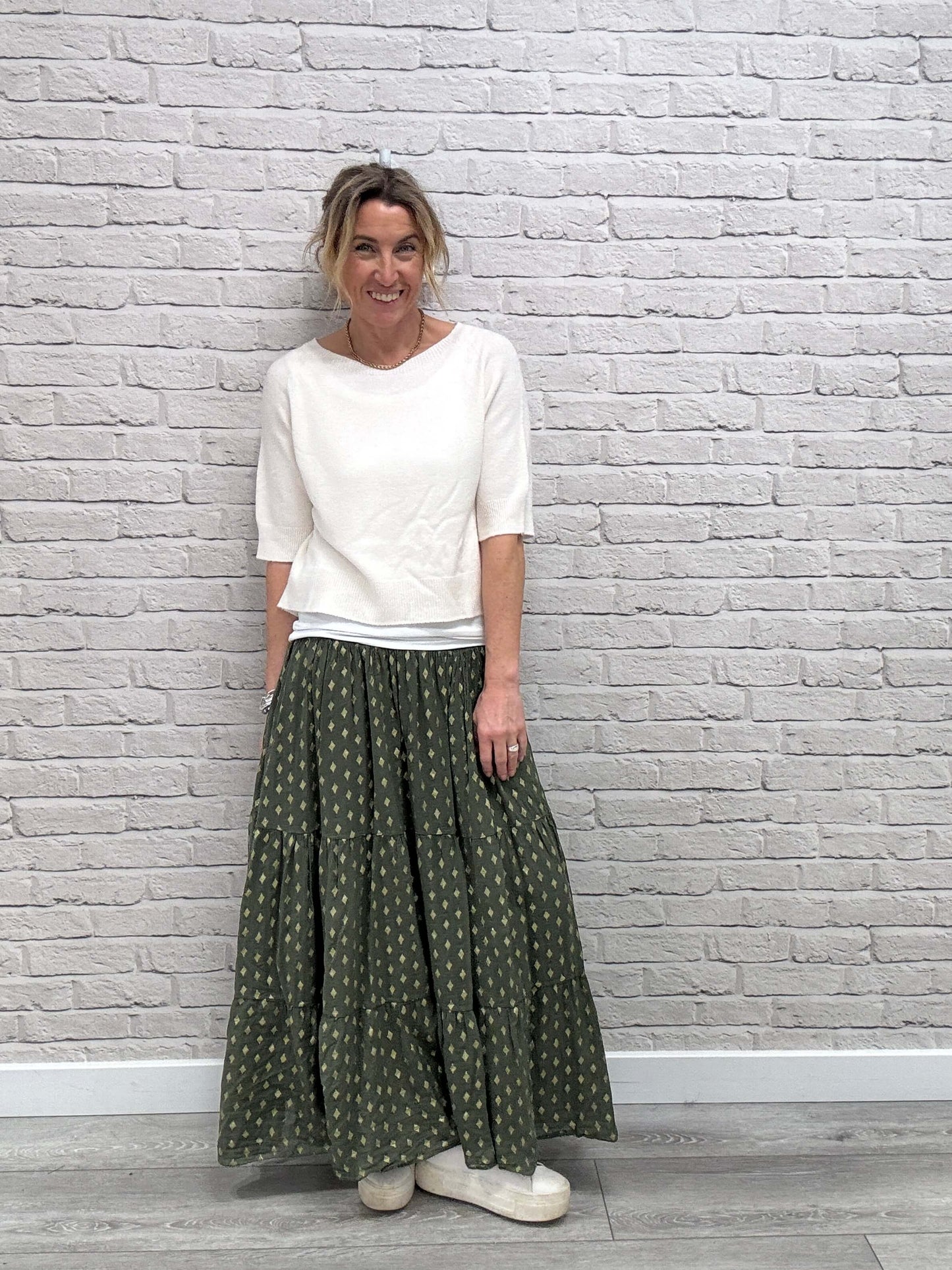 Khaki & Gold Maxi Skirt (NEW)