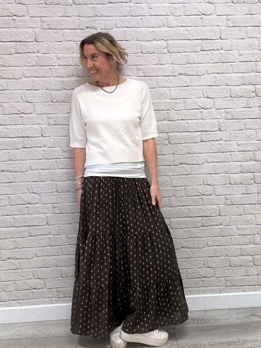 Chocolate & Gold Maxi Skirt (NEW)