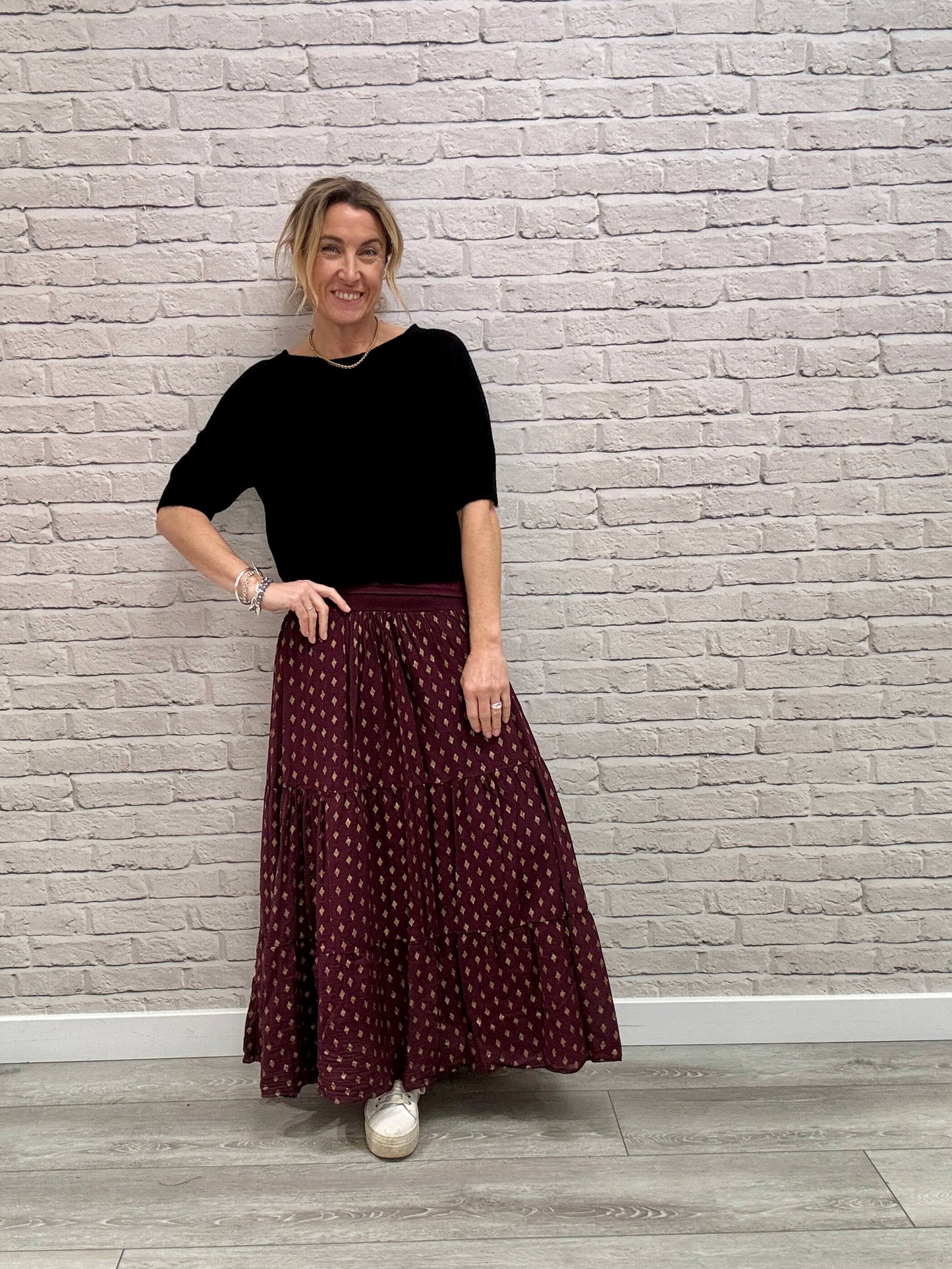 Merlot & Gold Maxi Skirt (NEW)