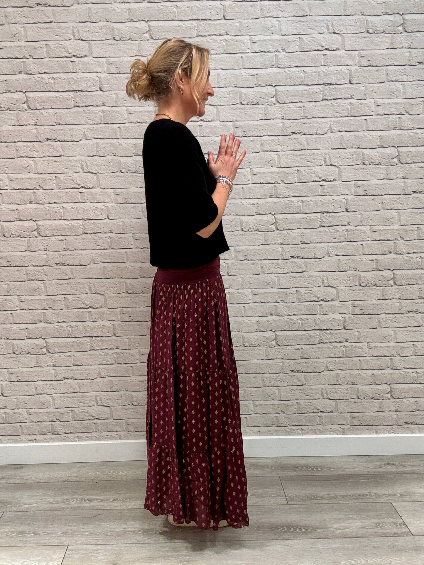 Merlot & Gold Maxi Skirt (NEW)