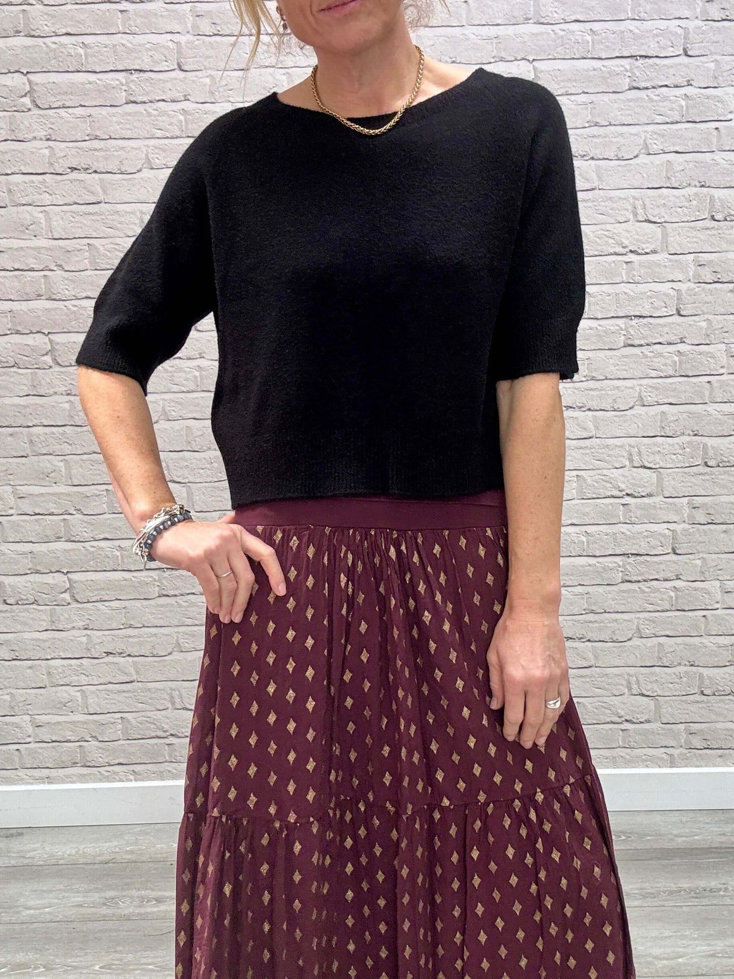 Merlot & Gold Maxi Skirt (NEW)