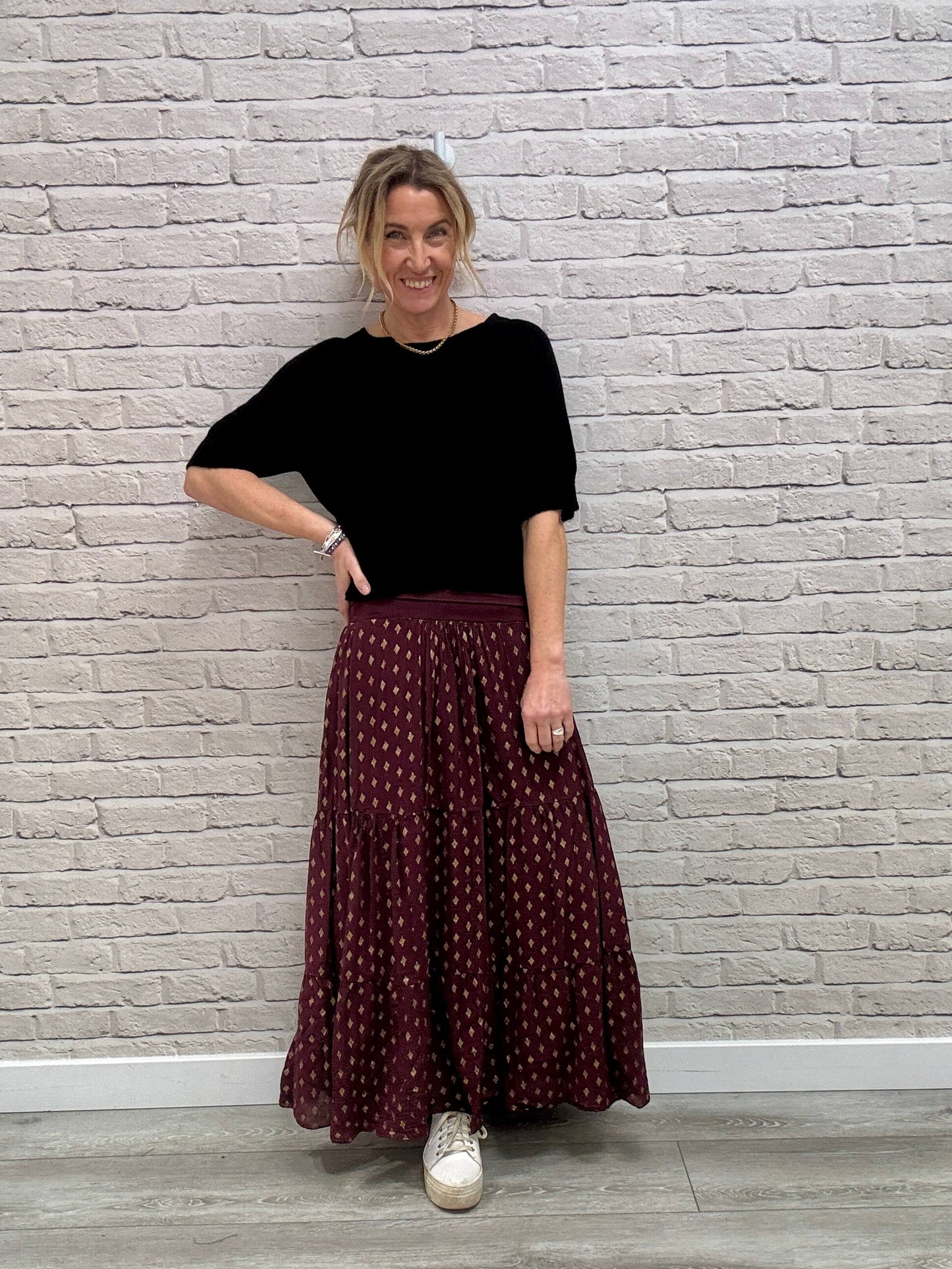 Merlot & Gold Maxi Skirt (NEW)