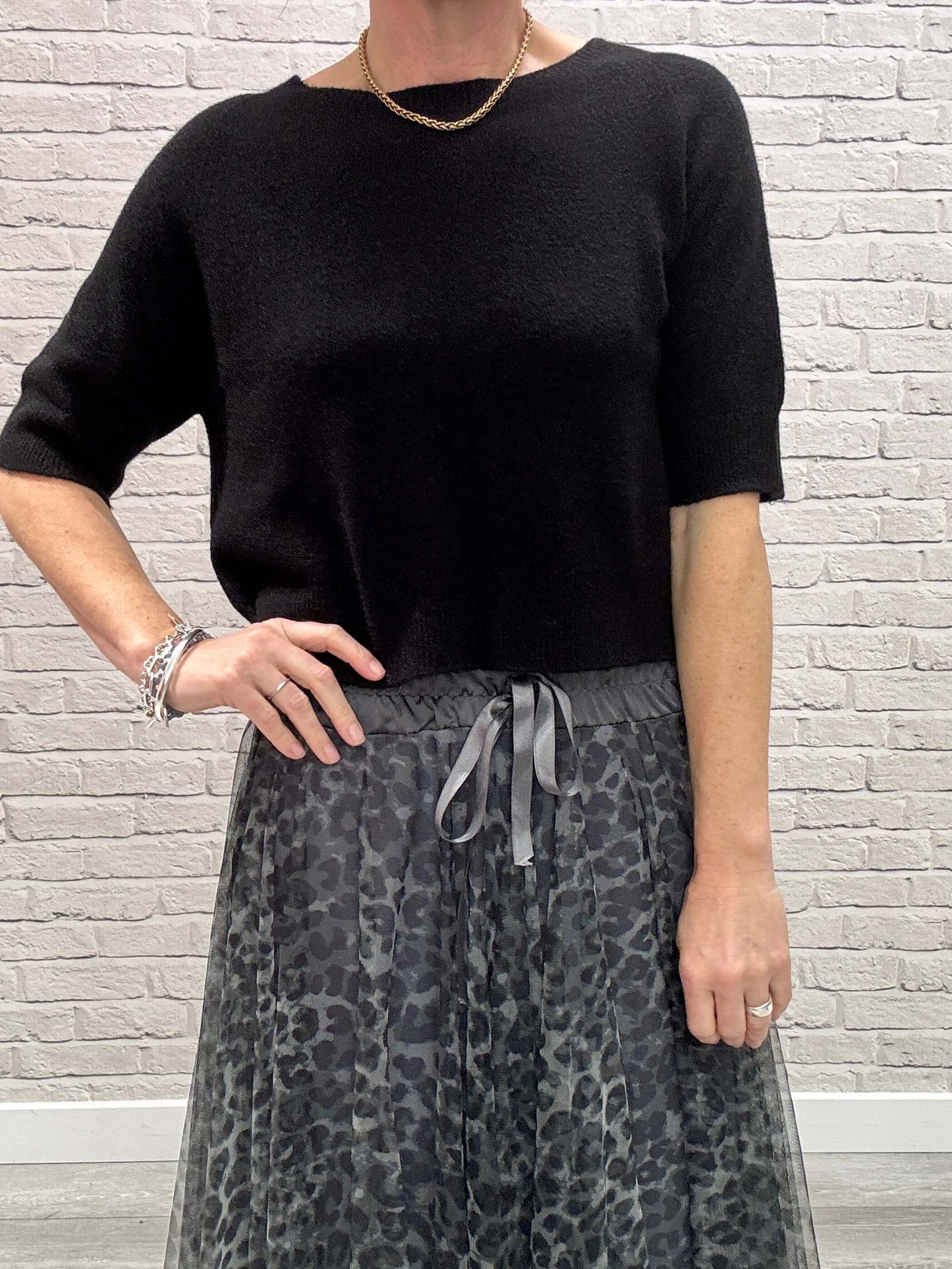 Minty Tulle Skirt | Charcoal Leopard