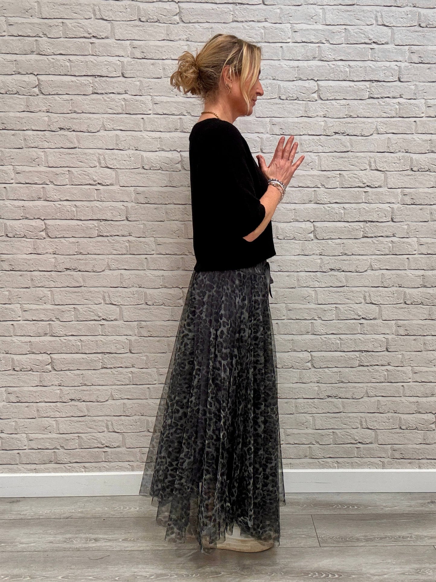 Minty Tulle Skirt | Charcoal Leopard