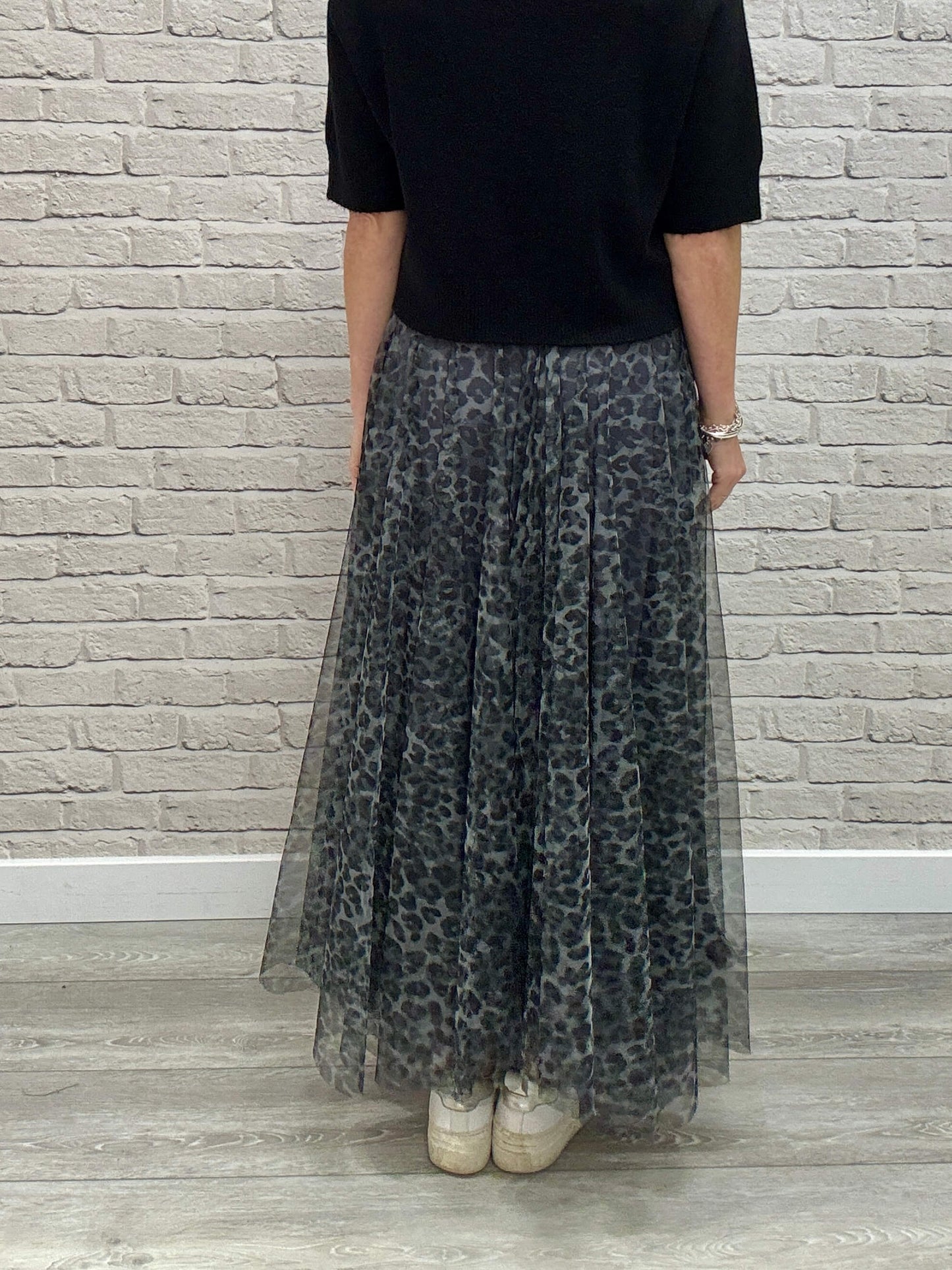 Minty Tulle Skirt | Charcoal Leopard