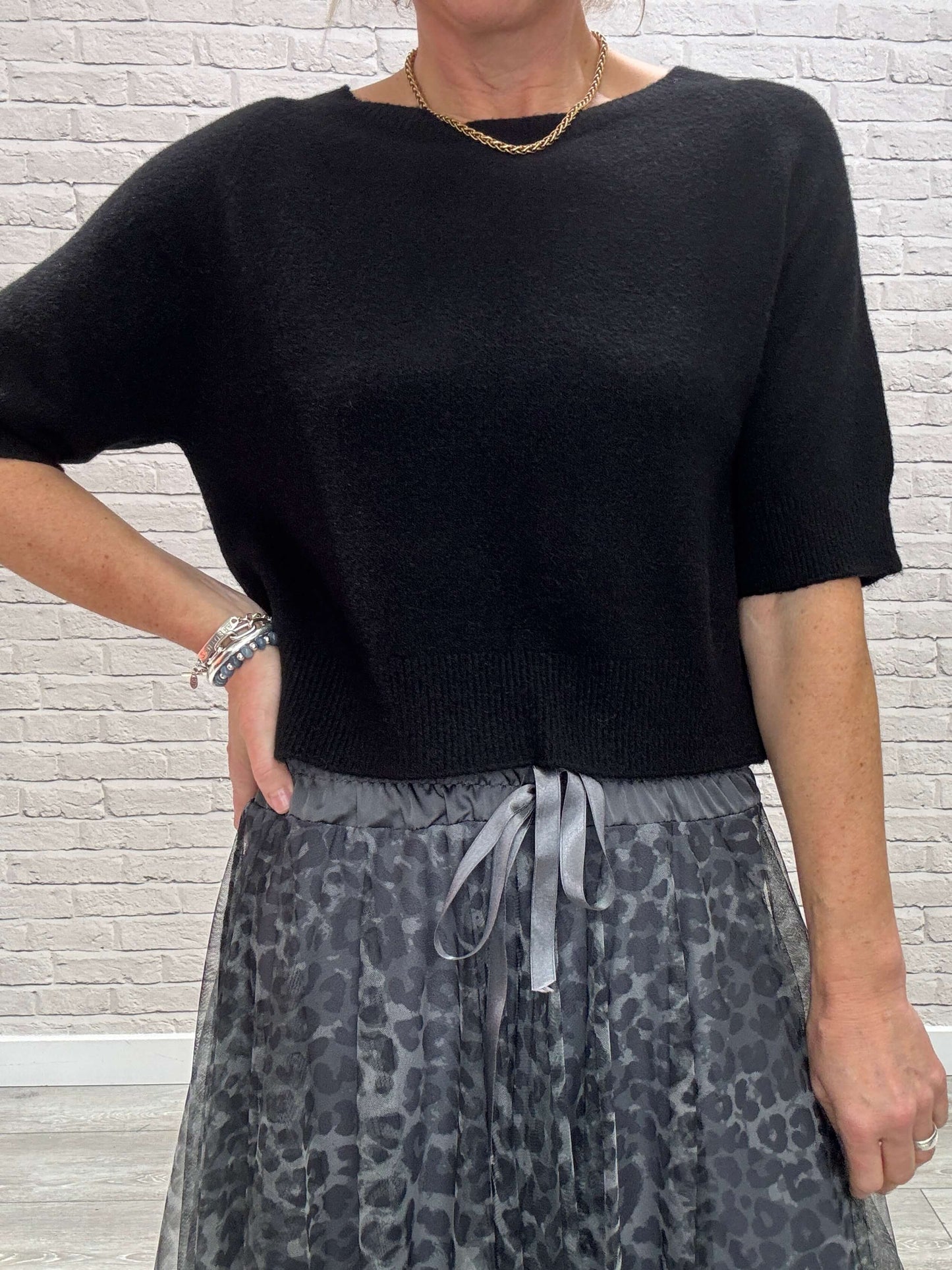 Minty Tulle Skirt | Charcoal Leopard