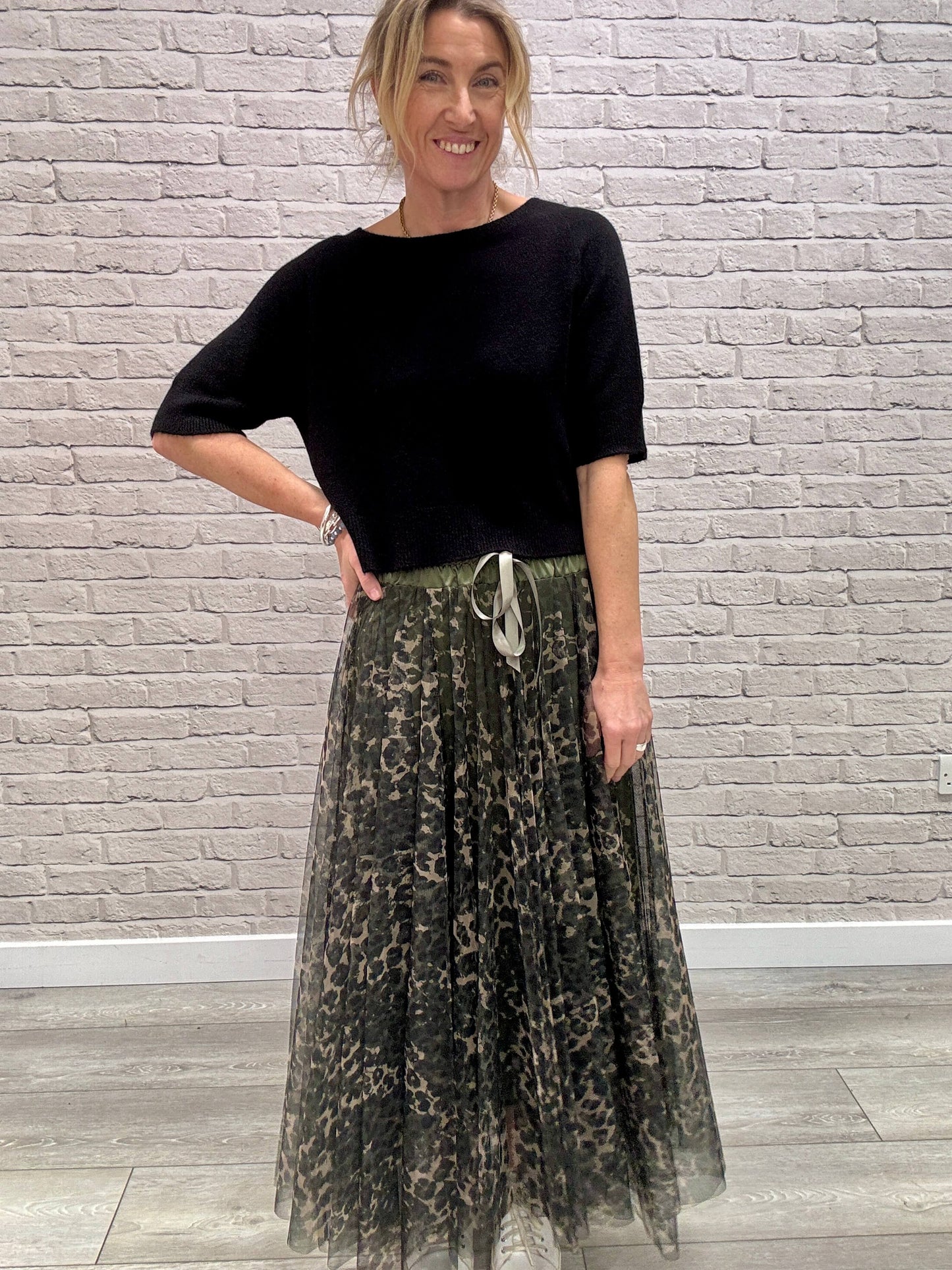 Minty Tulle Skirt | Khaki Leopard