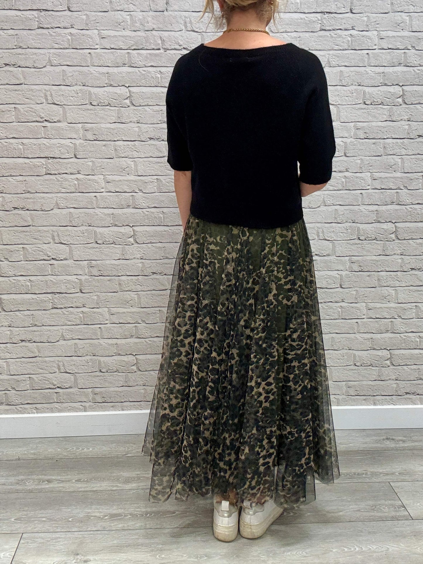 Minty Tulle Skirt | Khaki Leopard