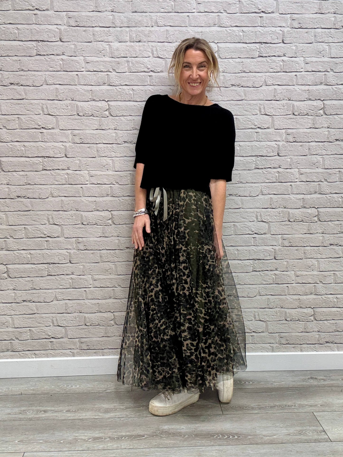 Minty Tulle Skirt | Khaki Leopard