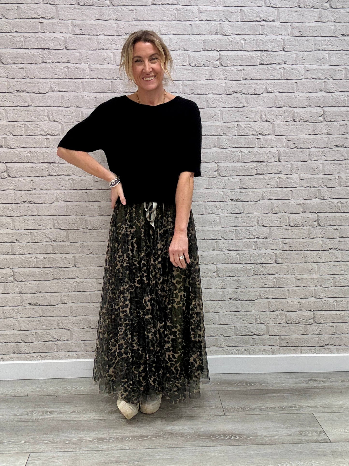 Minty Tulle Skirt | Khaki Leopard