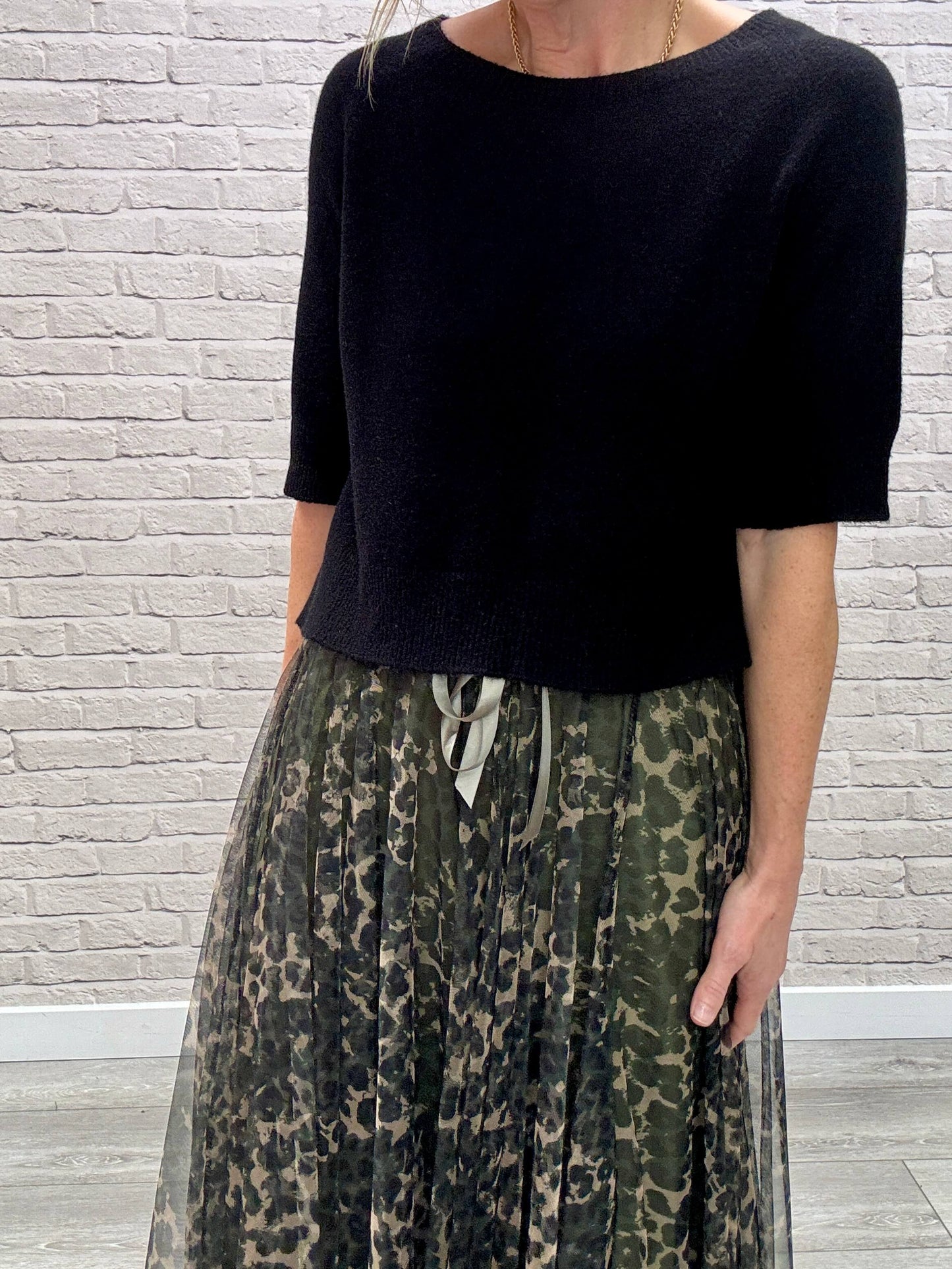 Minty Tulle Skirt | Khaki Leopard