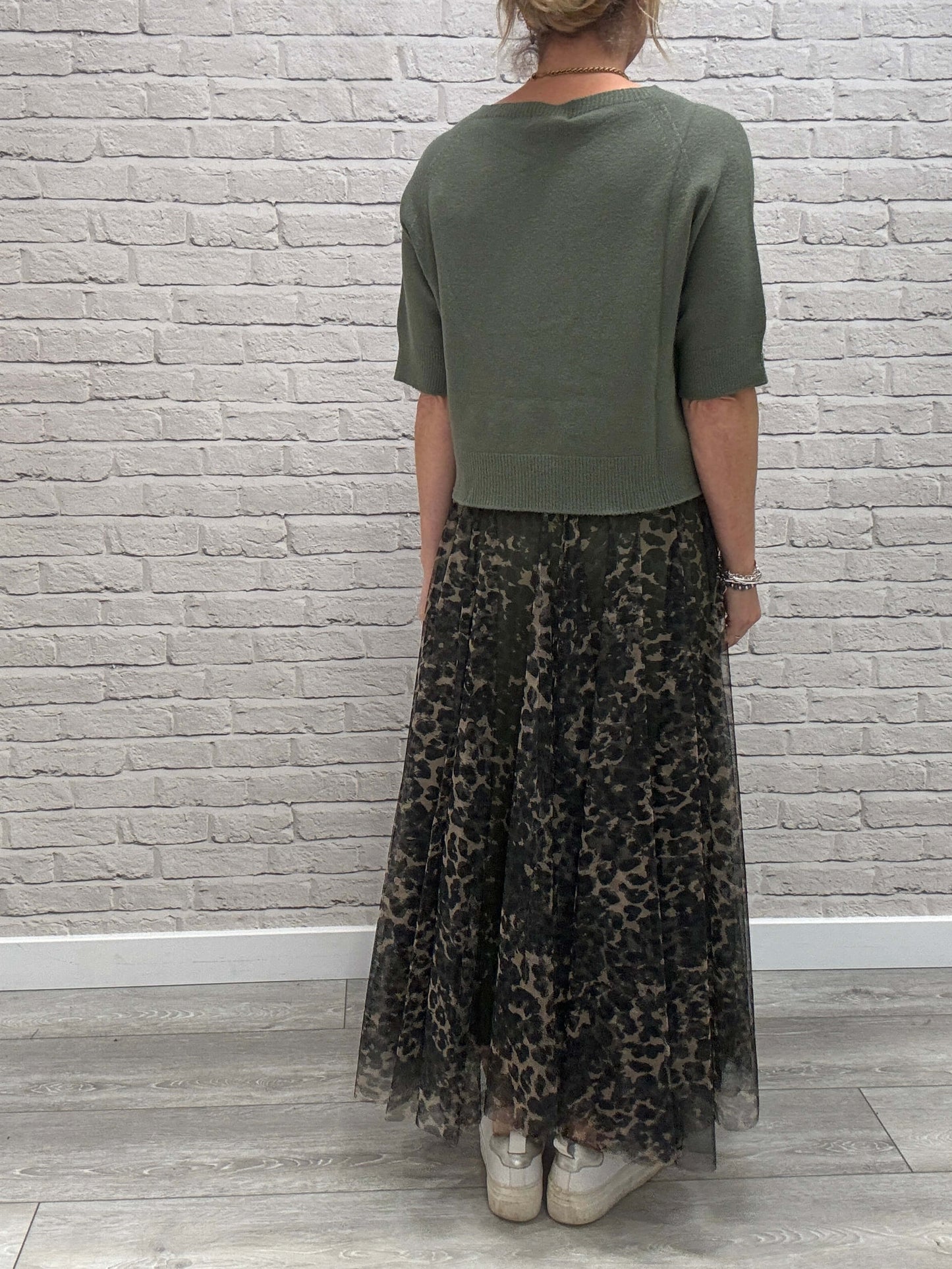 Minty Tulle Skirt | Khaki Leopard