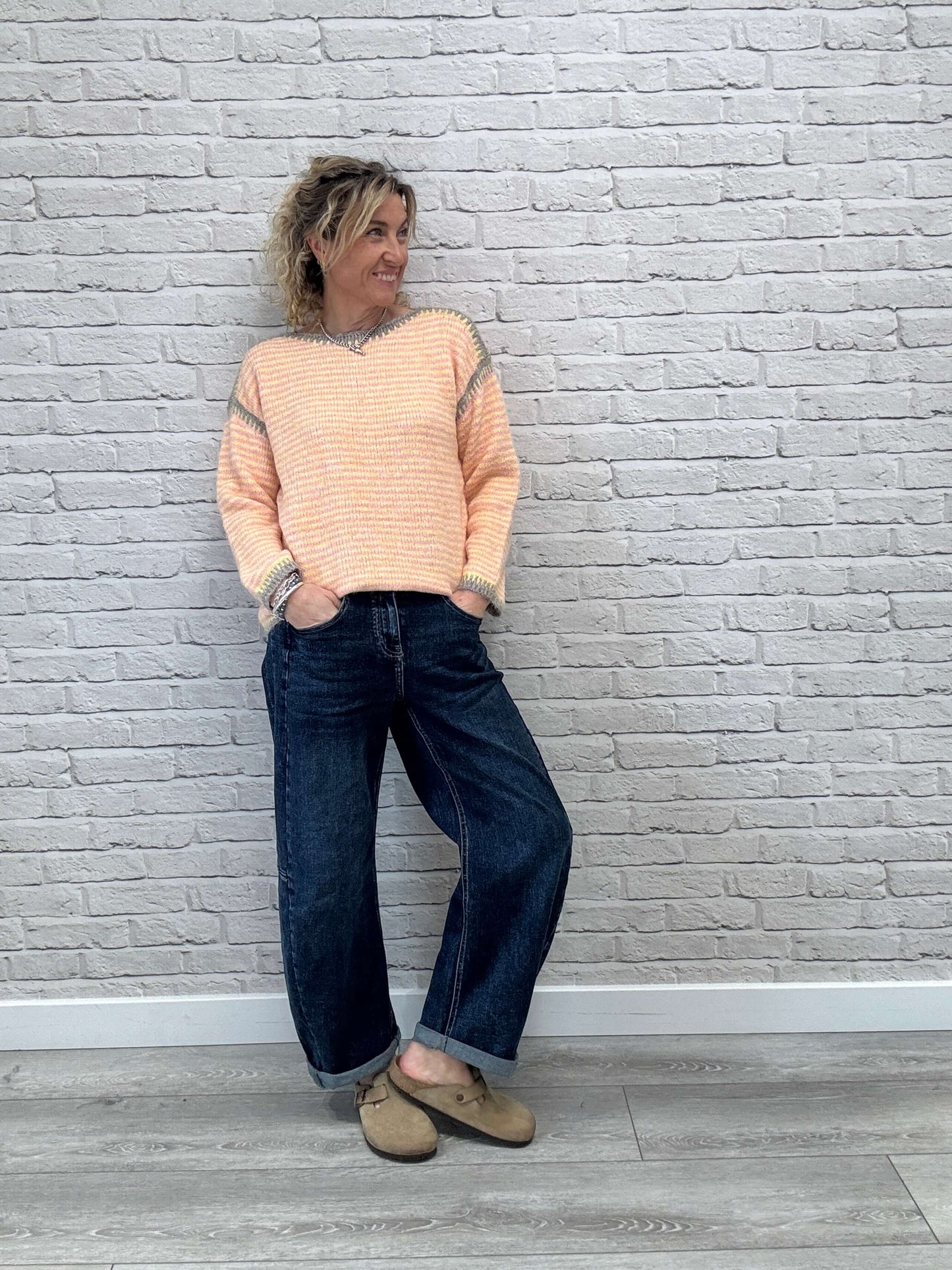 Stockholm Stitch Jumper | Pink & Yellow