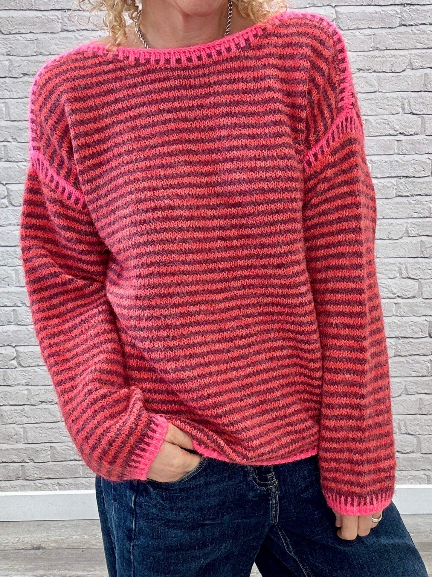 Stockholm Stitch Jumper | Red & Burgundy