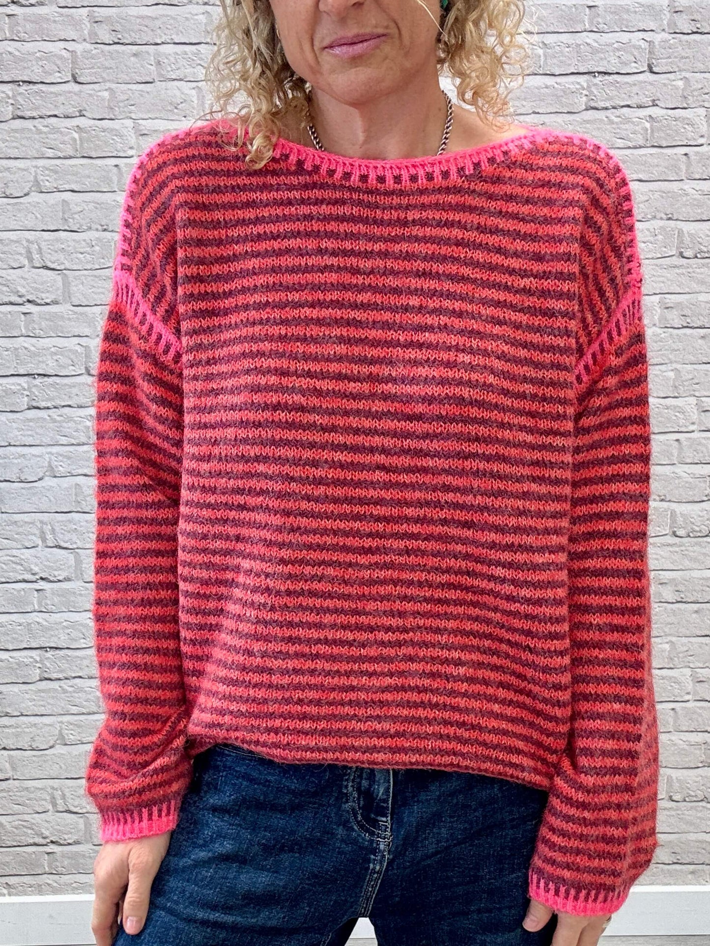 Stockholm Stitch Jumper | Red & Burgundy