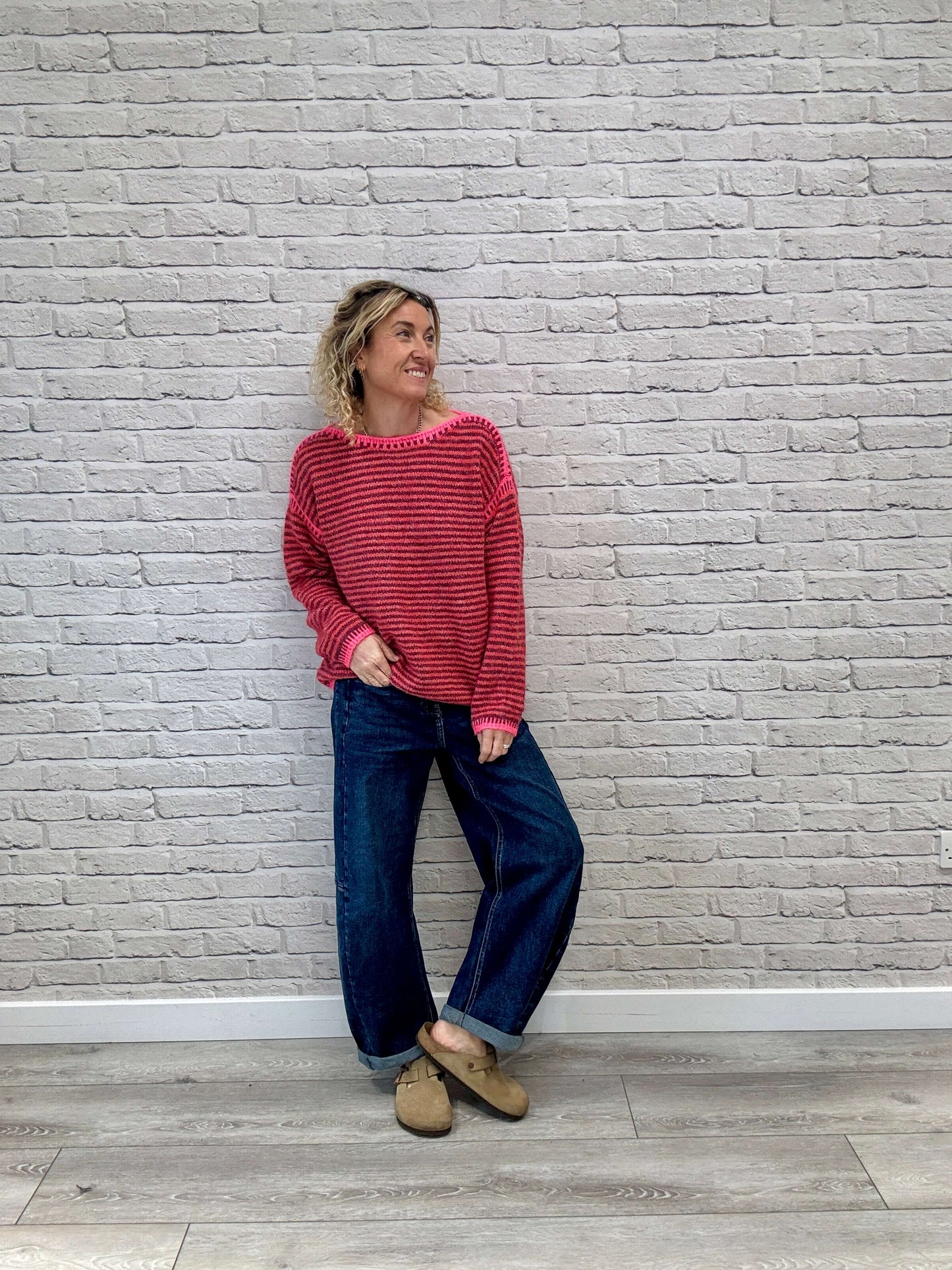 Stockholm Stitch Jumper | Red & Burgundy