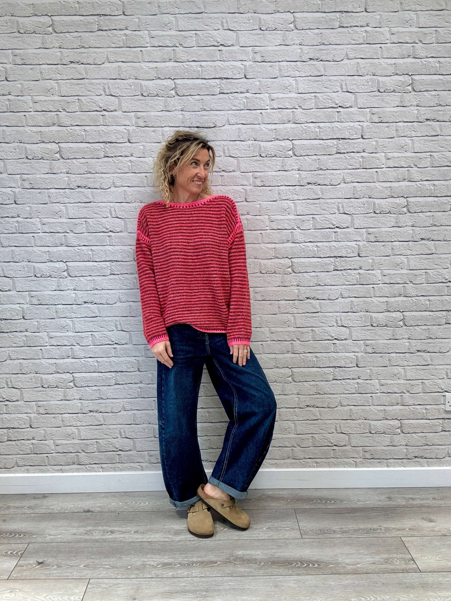Stockholm Stitch Jumper | Red & Burgundy
