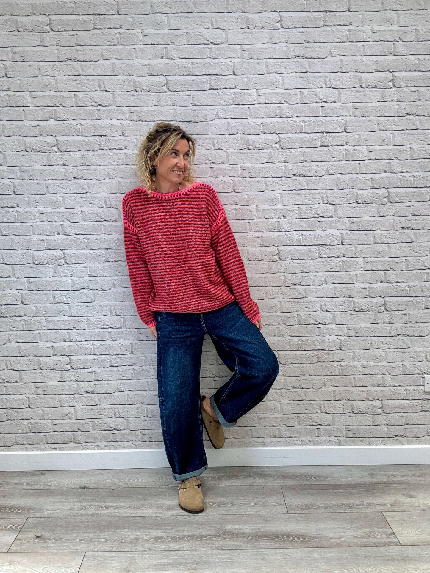Stockholm Stitch Jumper | Red & Burgundy