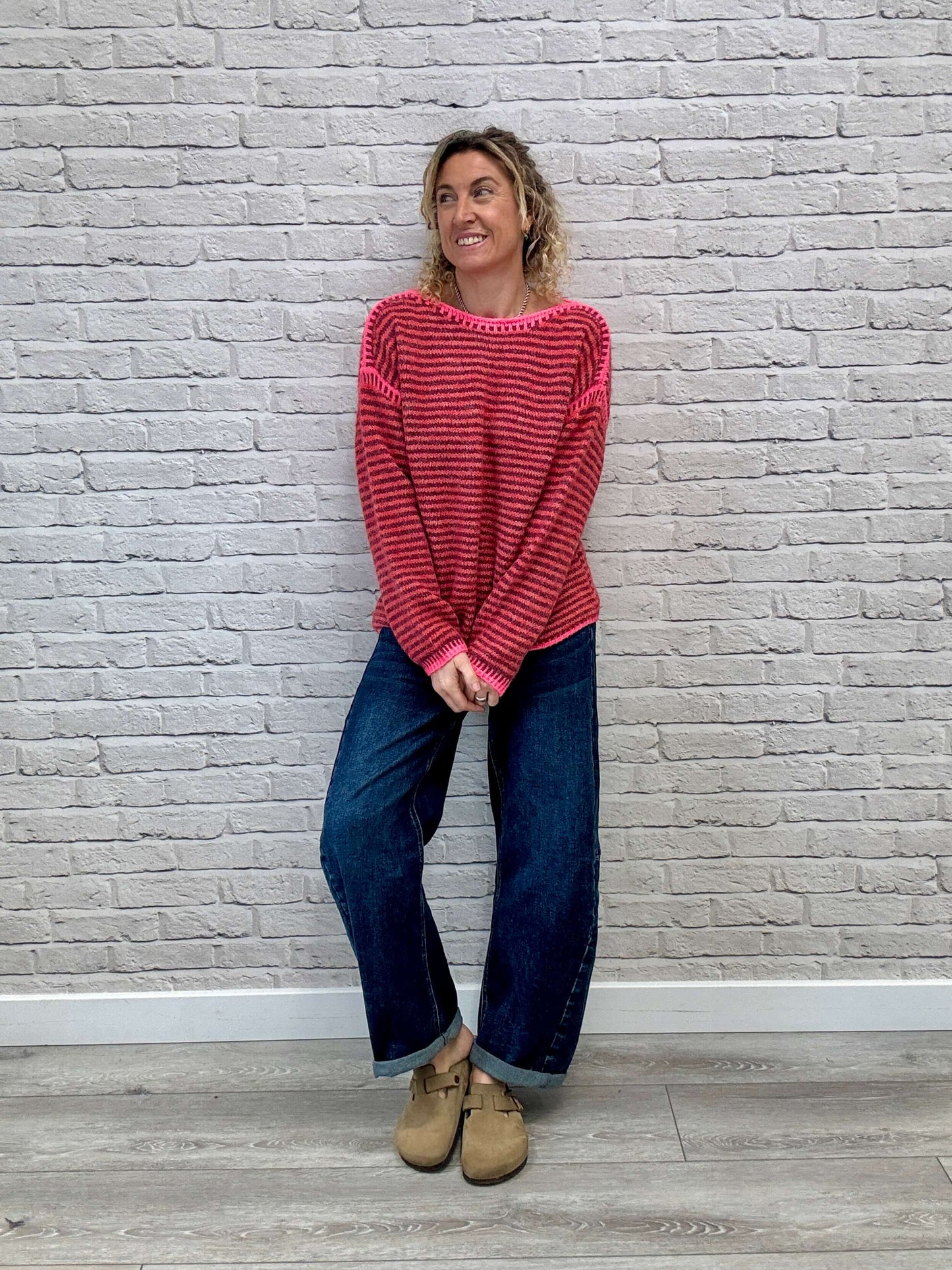 Stockholm Stitch Jumper | Red & Burgundy